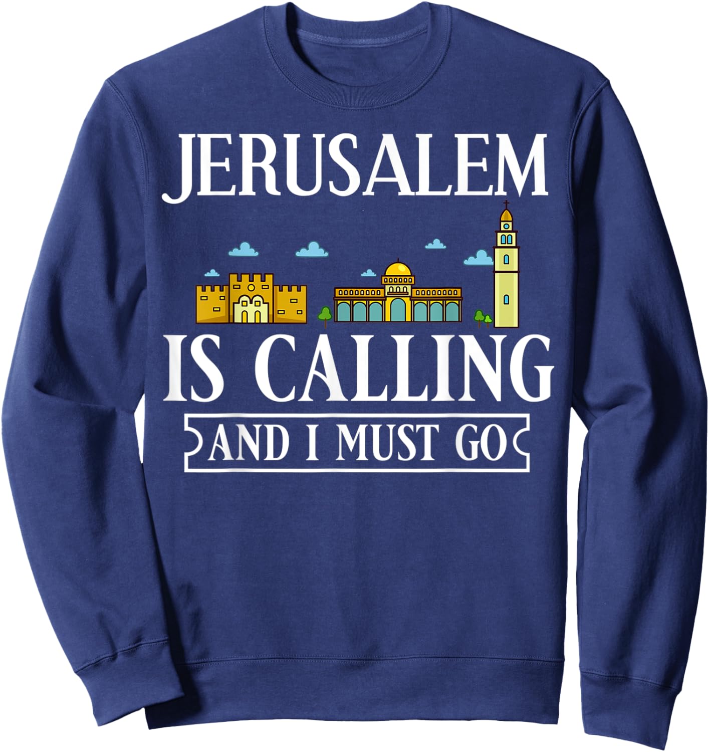 Jerusalem Israel City Skyline Map Travel Sweatshirt - Sweatshirt | Navy