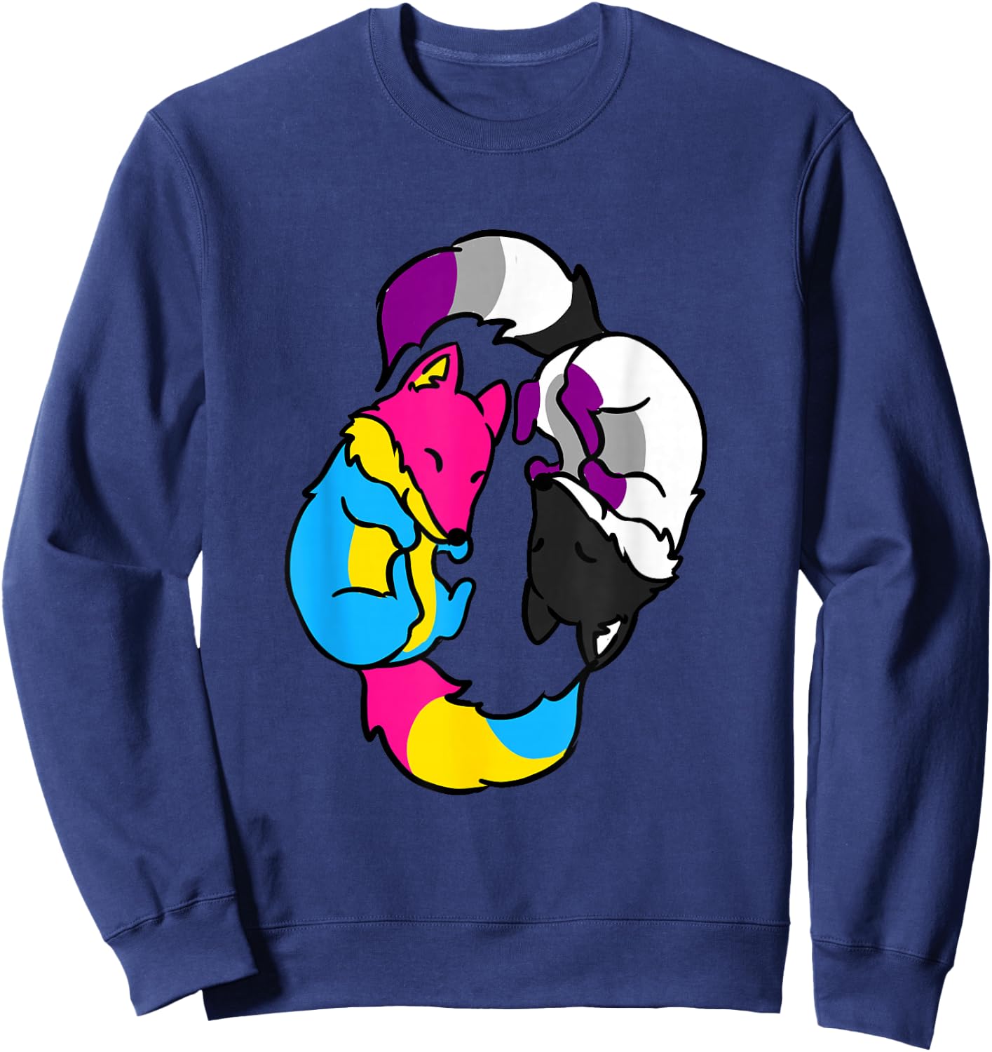 Yin Yang Foxes Demipansexual Flag Sweatshirt - Sweatshirt | Navy