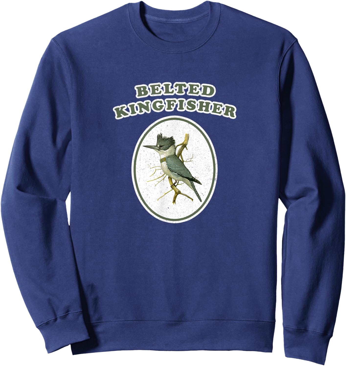 Retro Belted Kingfisher Vintage Bird Sweatshirt - Sweatshirt | Navy