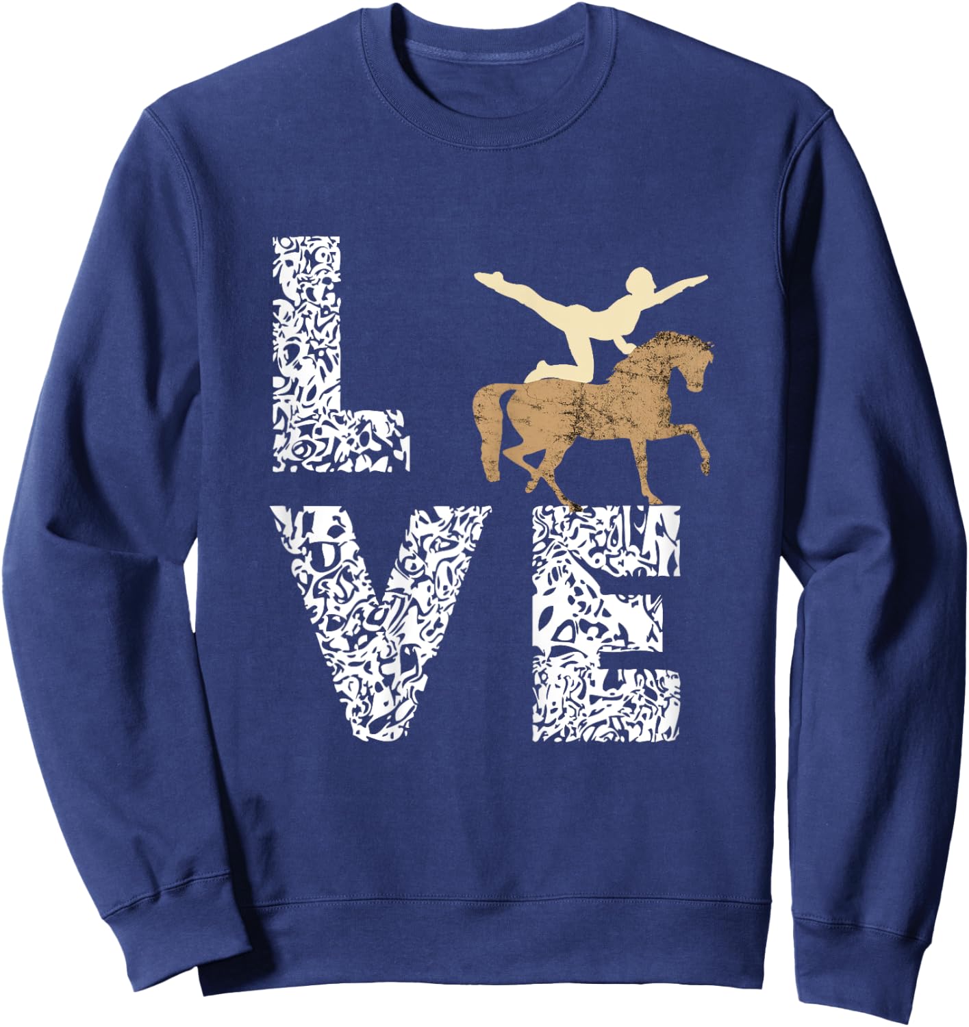 Pferdesport Reitsport Pferdenarr Vaulting Horses Acrobatics Gymnastics - Women's X-Small Black Short Sleeve Classic Fit Horse Riding Sweatshirt - Sweatshirt | Navy