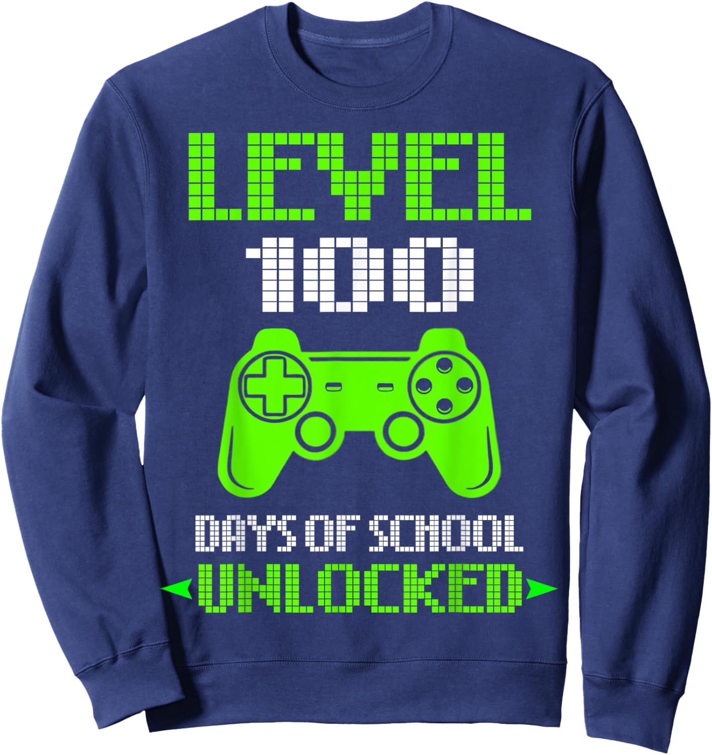 100th Day Of School Shirt Kids Video Games Boy Gift Gamer Sweatshirt - Sweatshirt | Navy