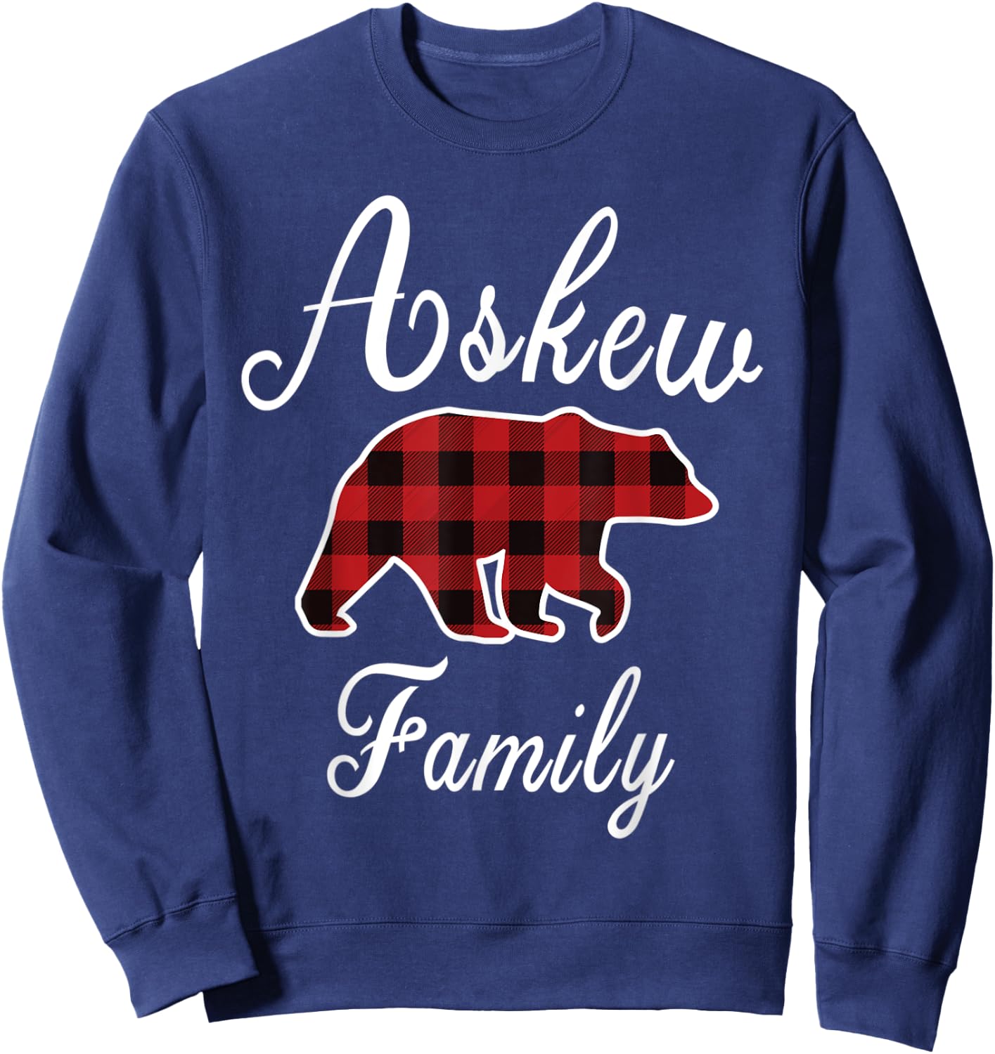 ASKEW Family Bear Red Plaid Christmas Pajama Men Women Gift Sweatshirt - Sweatshirt | Navy