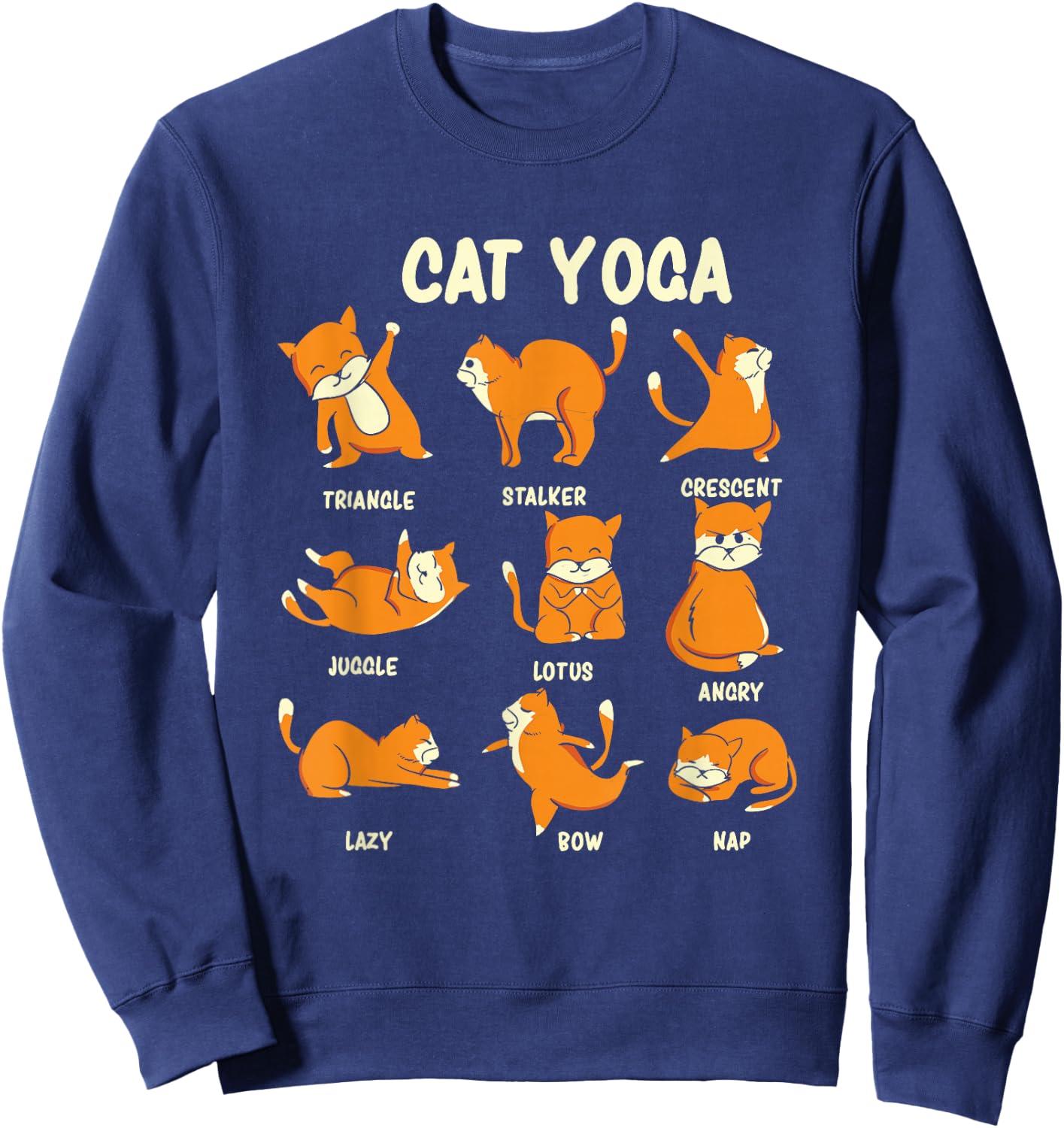 Funny Cat Yoga Poses Kitten Meditation Sweatshirt - Sweatshirt | Navy