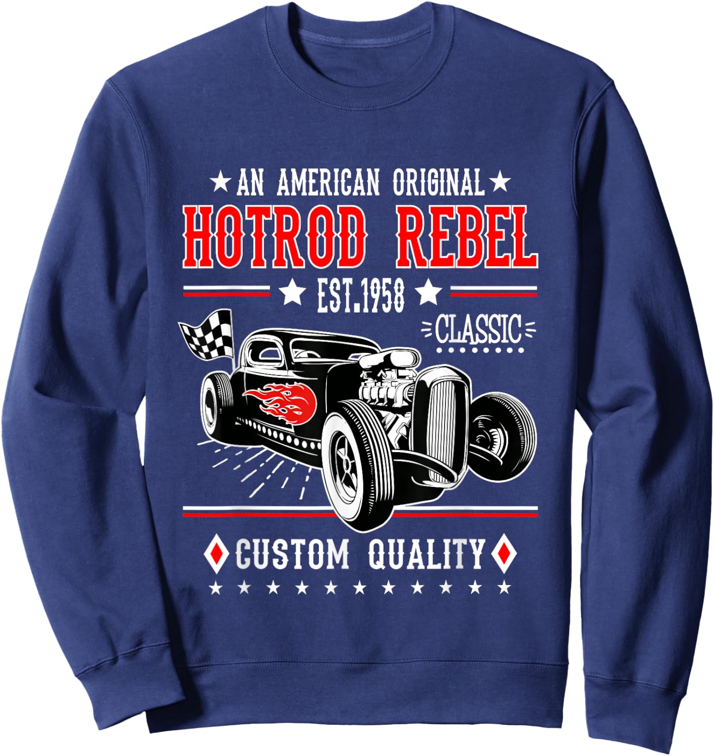 Hot Rod Rockabilly Clothing 50s Sock Hop Vintage Classic Car Sweatshirt - Sweatshirt | Navy