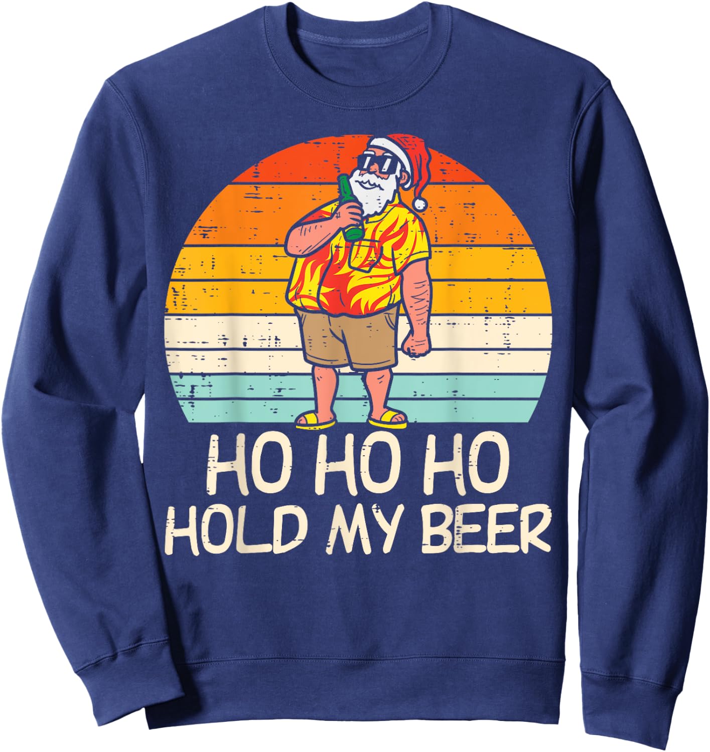 Ho Ho Hold My Beer Santa Summer Christmas In July Drinking Women Sweatshirt - Sweatshirt | Navy