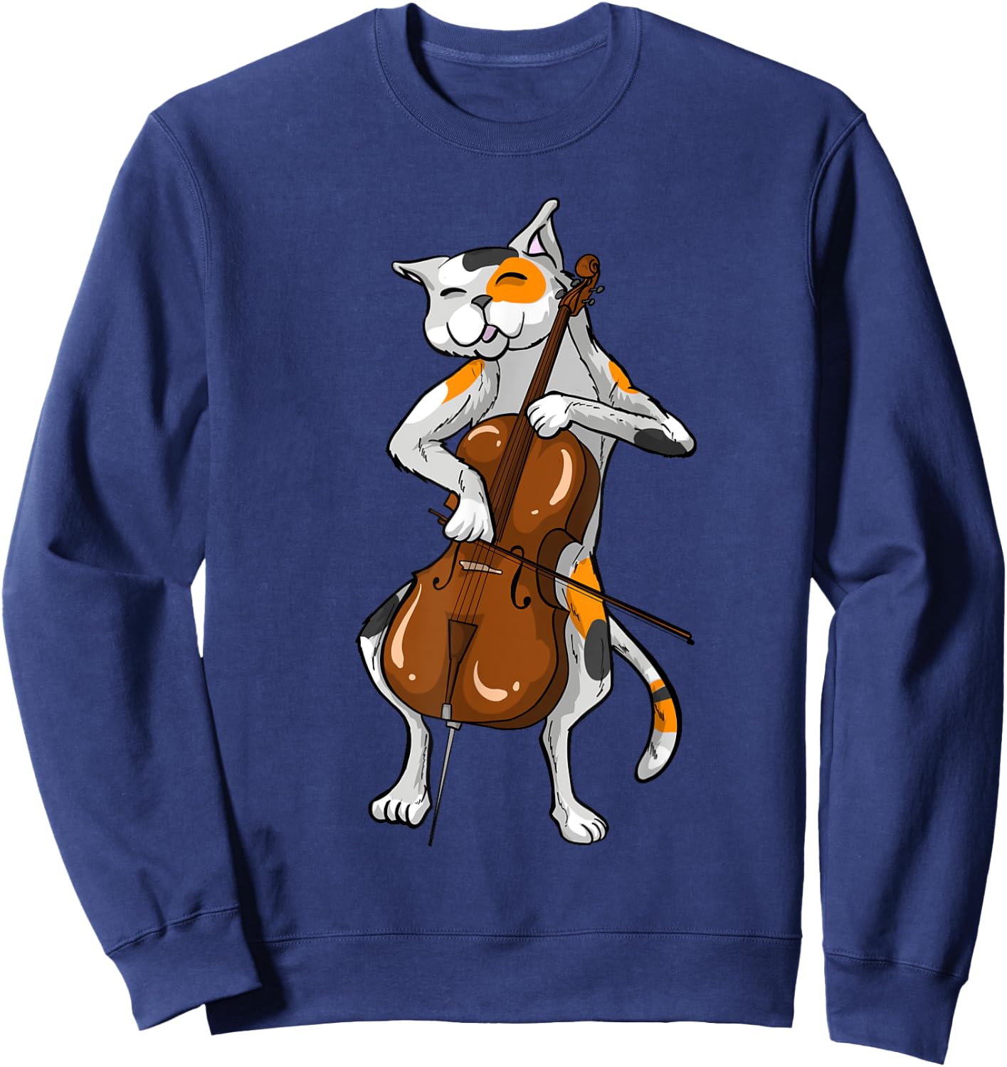 Cool Cat Playing Cello | Funny Kitten Instrument Player Gift Sweatshirt - Sweatshirt | Navy