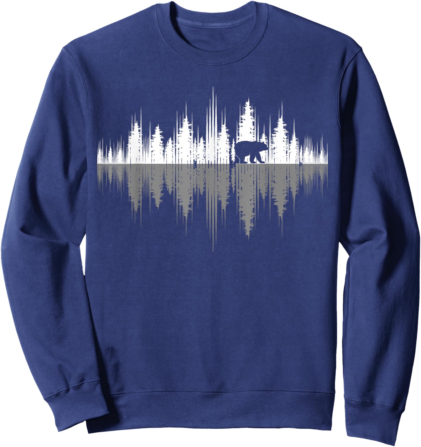 Wildlife Animal Outdoor Trees Reflection Forest Nature Bear Sweatshirt - Sweatshirt | Navy