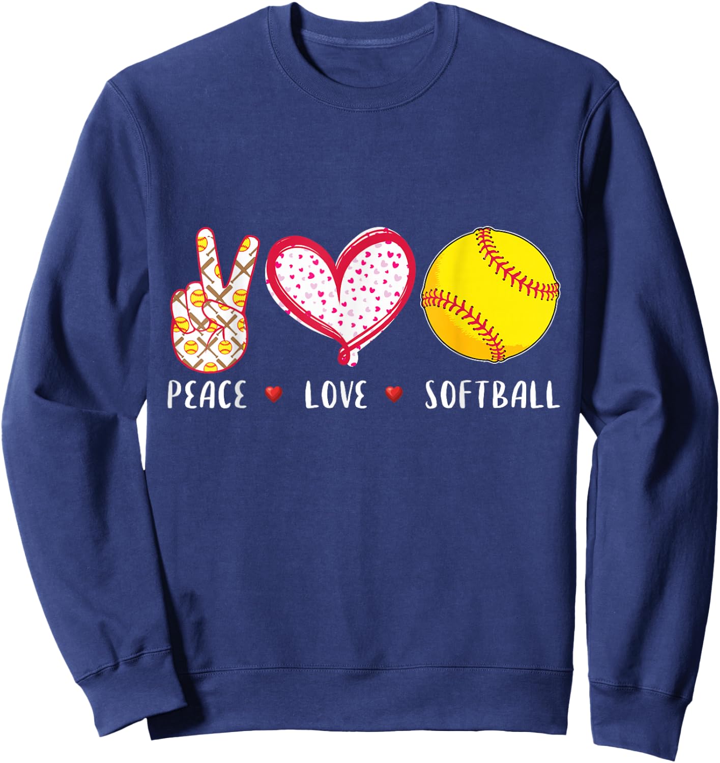peace love softball Gift coach Sweatshirt - Sweatshirt | Navy