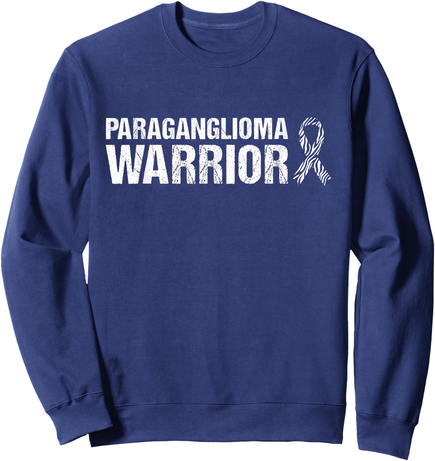 Paraganglioma Warrior Paraganglioma Awareness Zebra Ribbon Sweatshirt - Sweatshirt | Navy