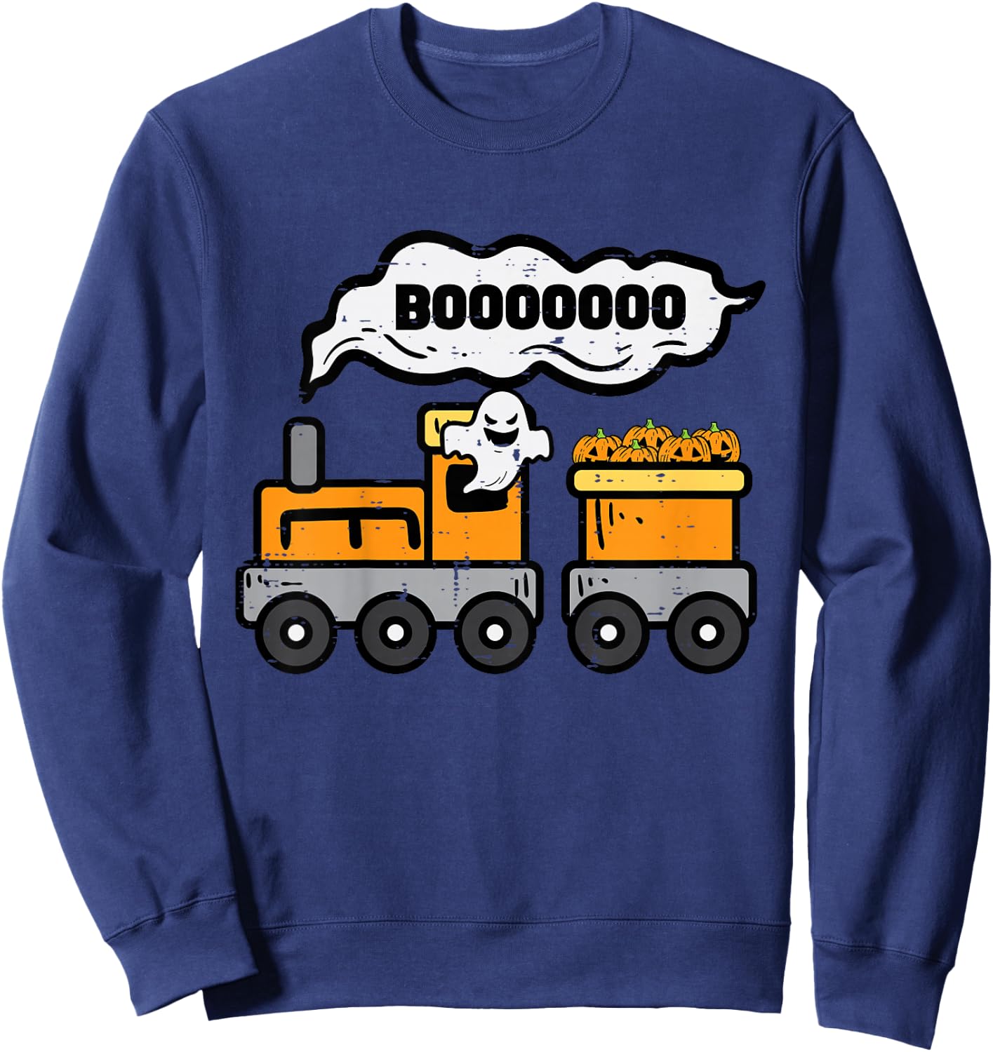 Kids Halloween Train Boo Ghost Costume Boys Kids Toddler Youth Sweatshirt - Sweatshirt | Navy
