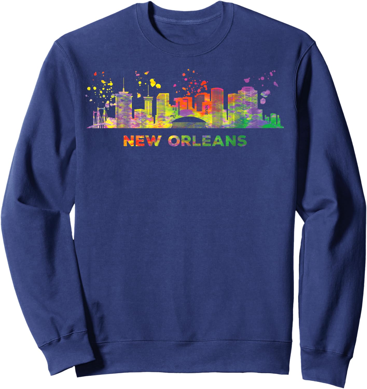 New Orleanian Skyline Colorful Cityscape New Orleans Sweatshirt - Sweatshirt | Navy