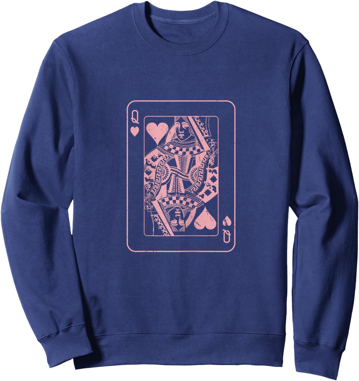 Heart Lady Playing Card - Poker Skat Double Head Wedding Couple Sweatshirt - Sweatshirt | Navy