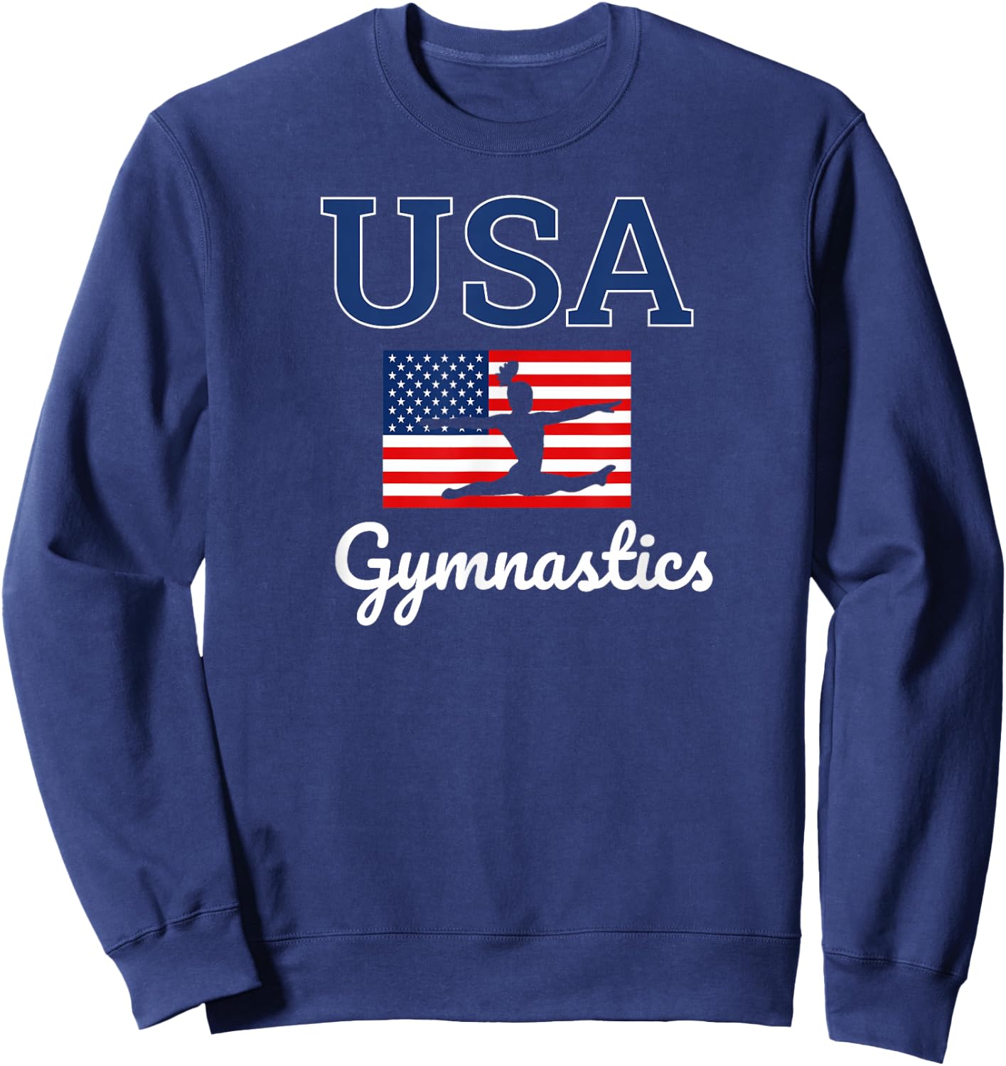 Girl Tumbling Team Gear Gymnast Gymnastics USA American Flag Sweatshirt - Sweatshirt | Navy
