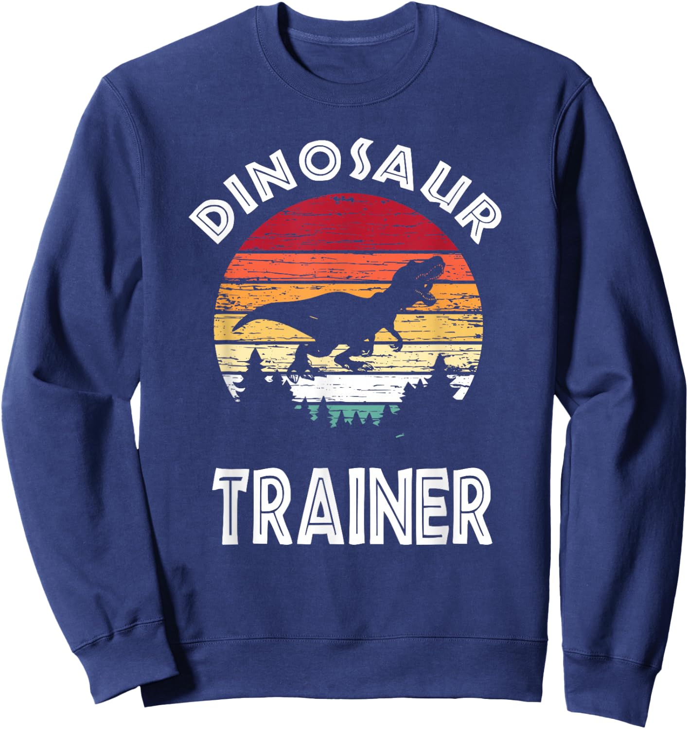 Retro Dinosaur Trainer Shirt, Family Halloween Costume Sweatshirt - Sweatshirt | Navy
