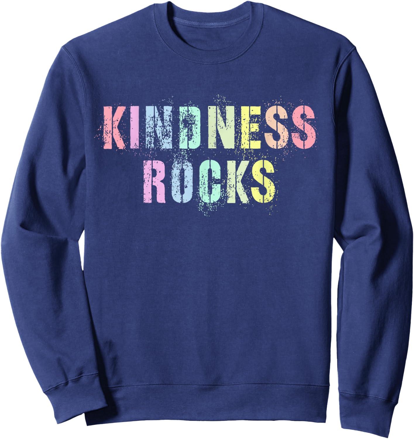 Vintage KINDNESS ROCKS School SPED Teacher Be Kind Pink Sweatshirt - Sweatshirt | Navy
