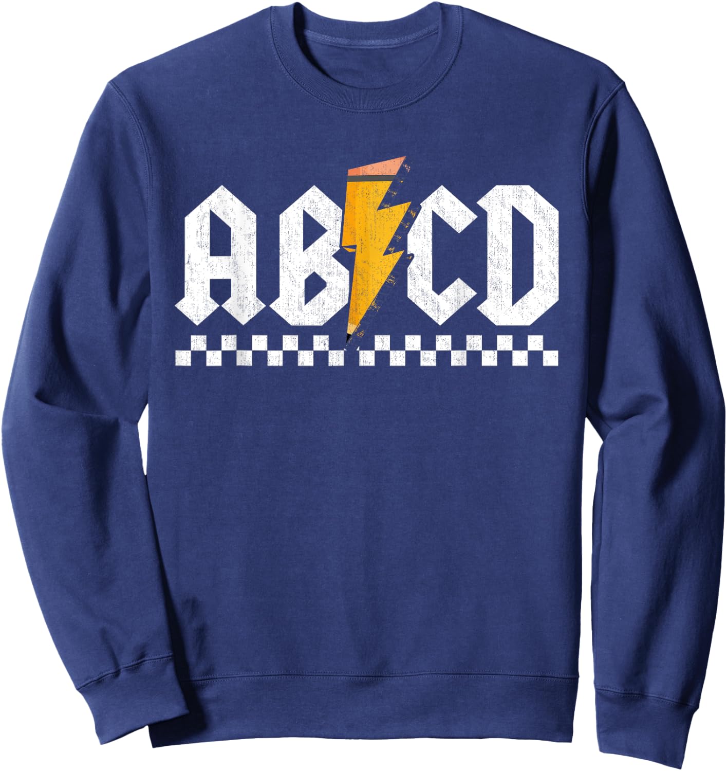 Lightning Pencil Rock'n Roll ABCD Teacher Back To School Kid Sweatshirt - Sweatshirt | Navy