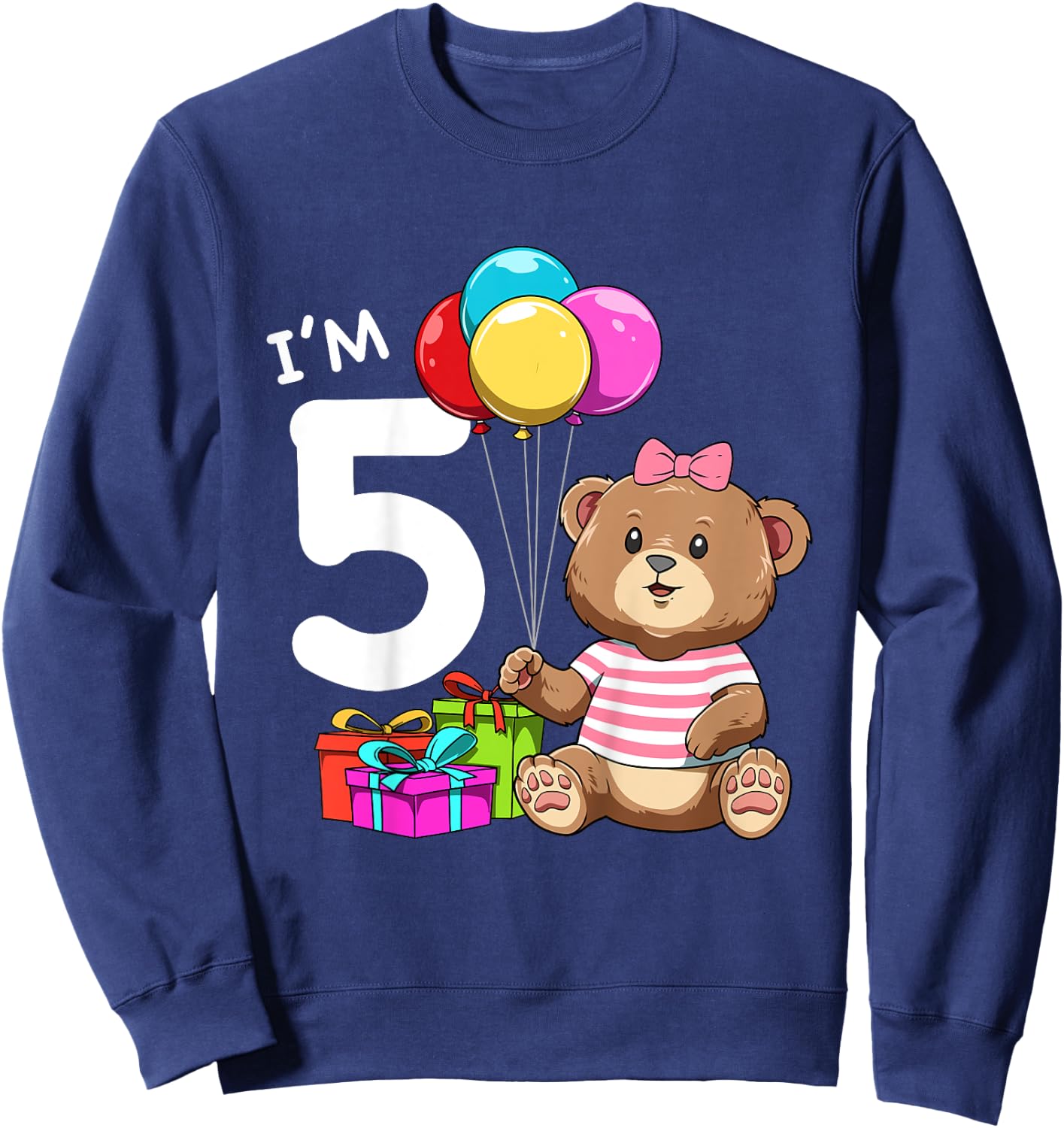 Fifth Birthday Teddy Bear - 5 Year Old Girl Sweatshirt - Sweatshirt | Navy