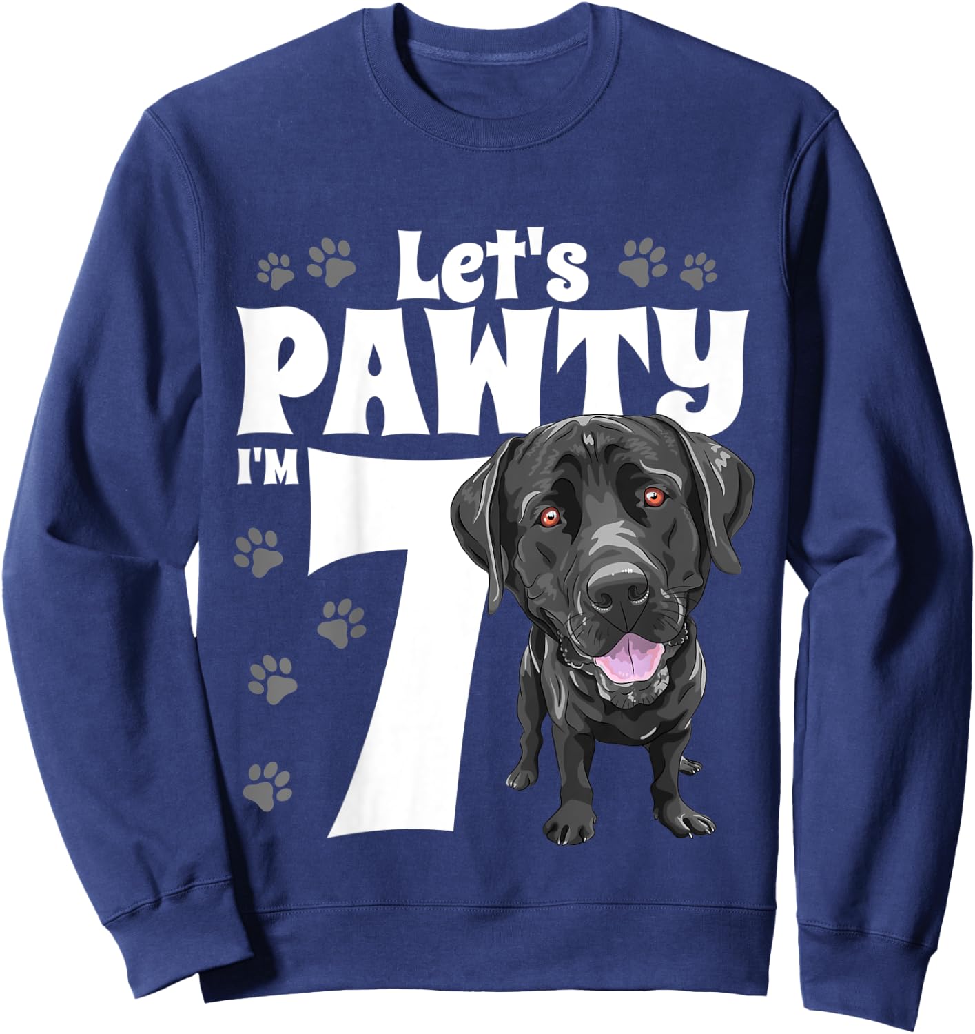7 Year Old Black Lab Dog Birthday Pawty Labrador 7th Gift Kids Sweatshirt - Sweatshirt | Navy