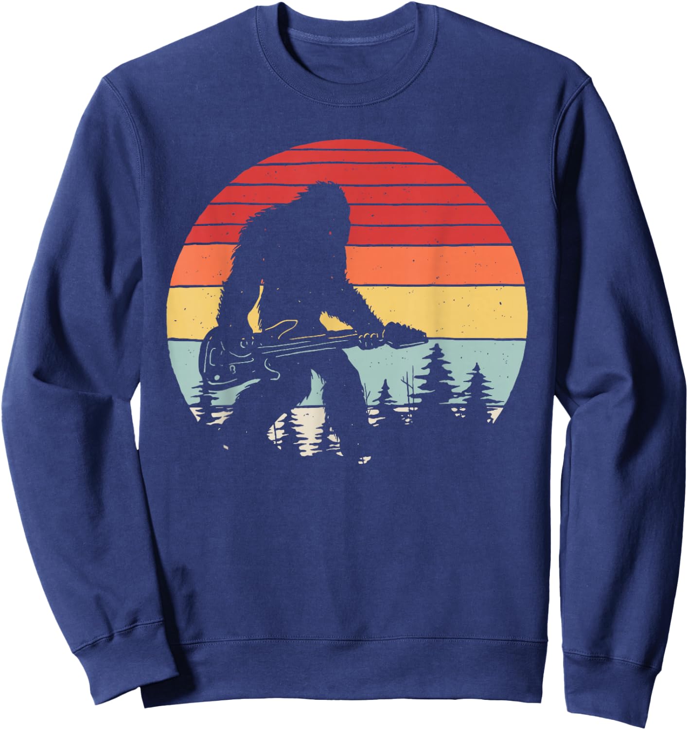 Vintage Retro Bigfoot Guitar Sweatshirt - Sweatshirt | Navy