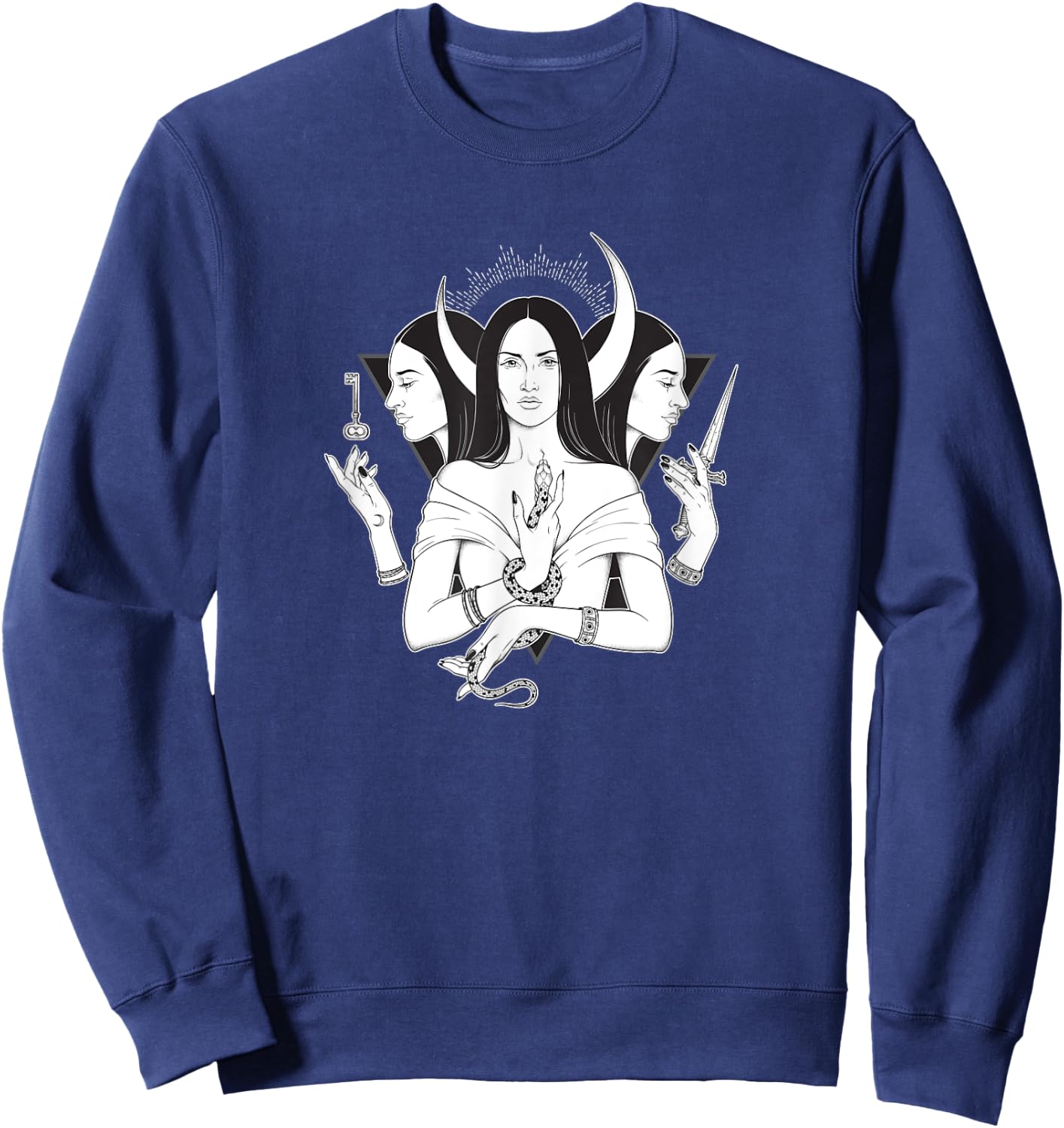 Goddess Hecate Triple Moon Goddess Pagan Wicca Triple Moon Sweatshirt - Sweatshirt | Navy