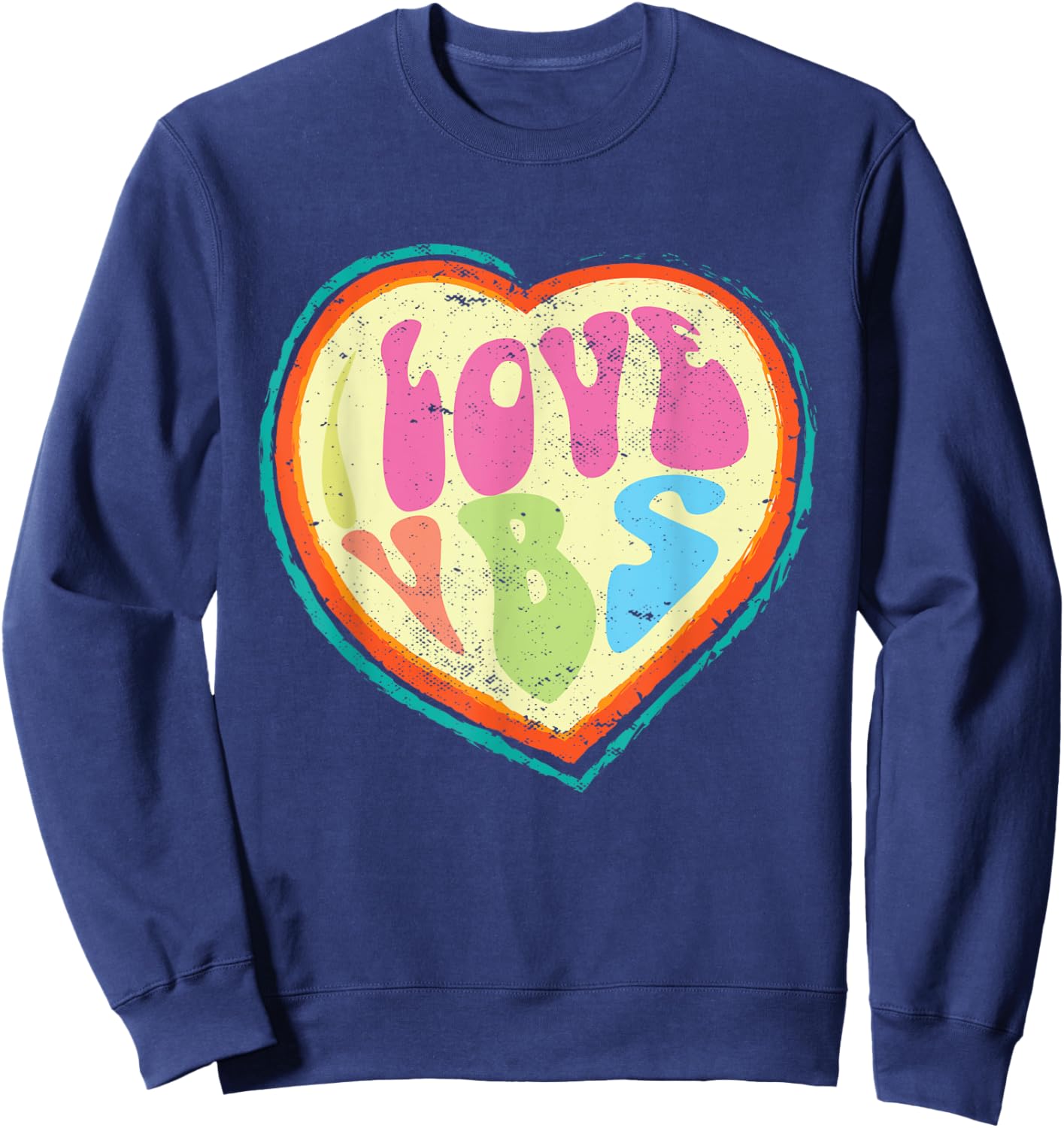 I Love VBS Hearts Vacation Bible School Crew Bible Study Sweatshirt - Sweatshirt | Navy