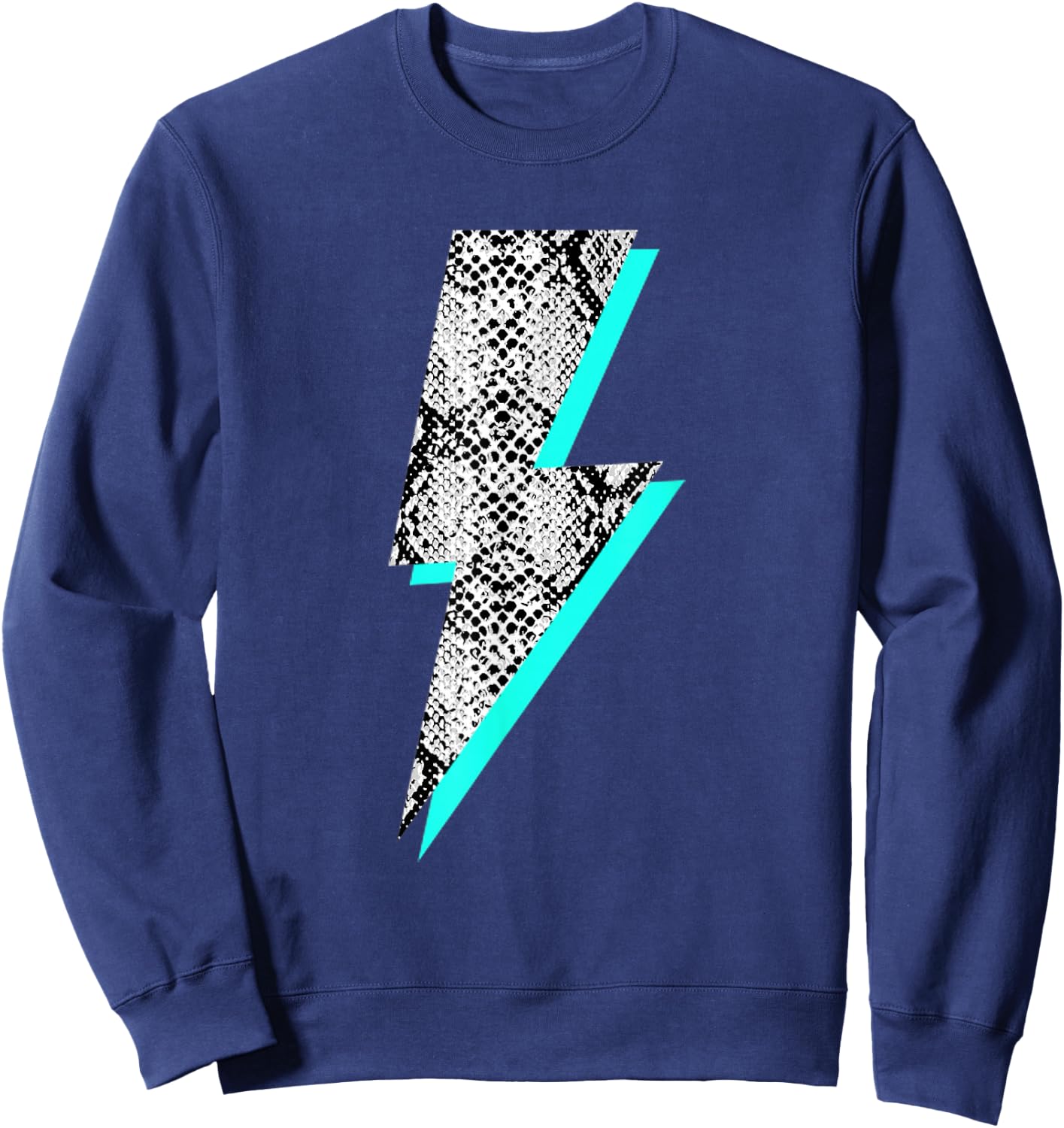 Snakeskin Lightning Bolt Animal Print Sweatshirt - Sweatshirt | Navy