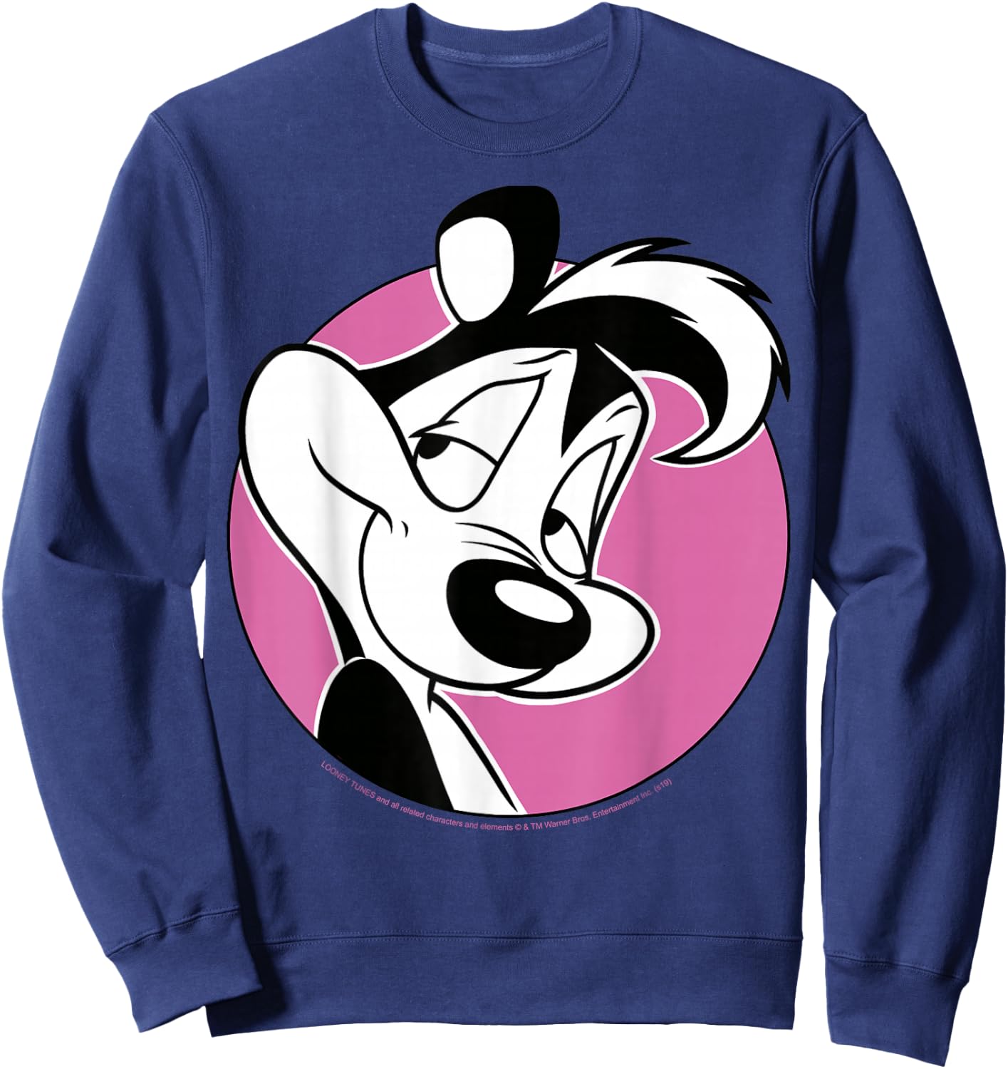 Looney Tunes Pepe Le Pew Pink Circle Portrait Small Sweatshirt - Sweatshirt | Navy