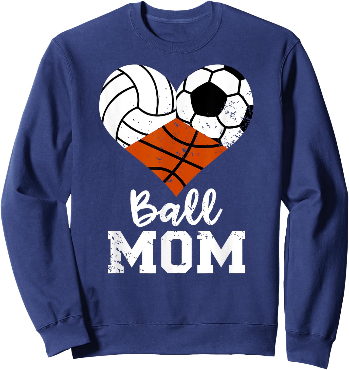 Ball Mom Funny Volleyball Soccer Basketball Mom Sweatshirt - Sweatshirt | Navy