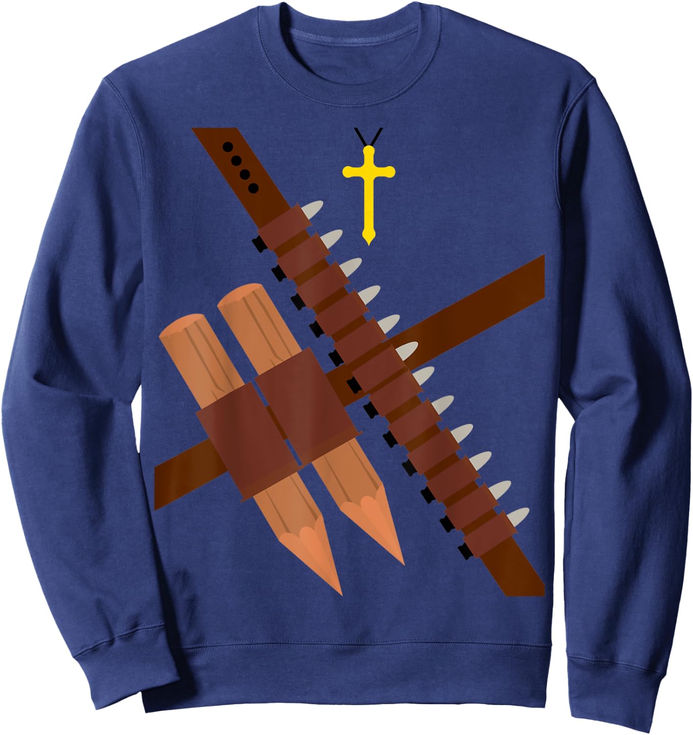 Vampire Hunter Halloween Costume, Silver Bullets and Stakes Sweatshirt - Sweatshirt | Navy