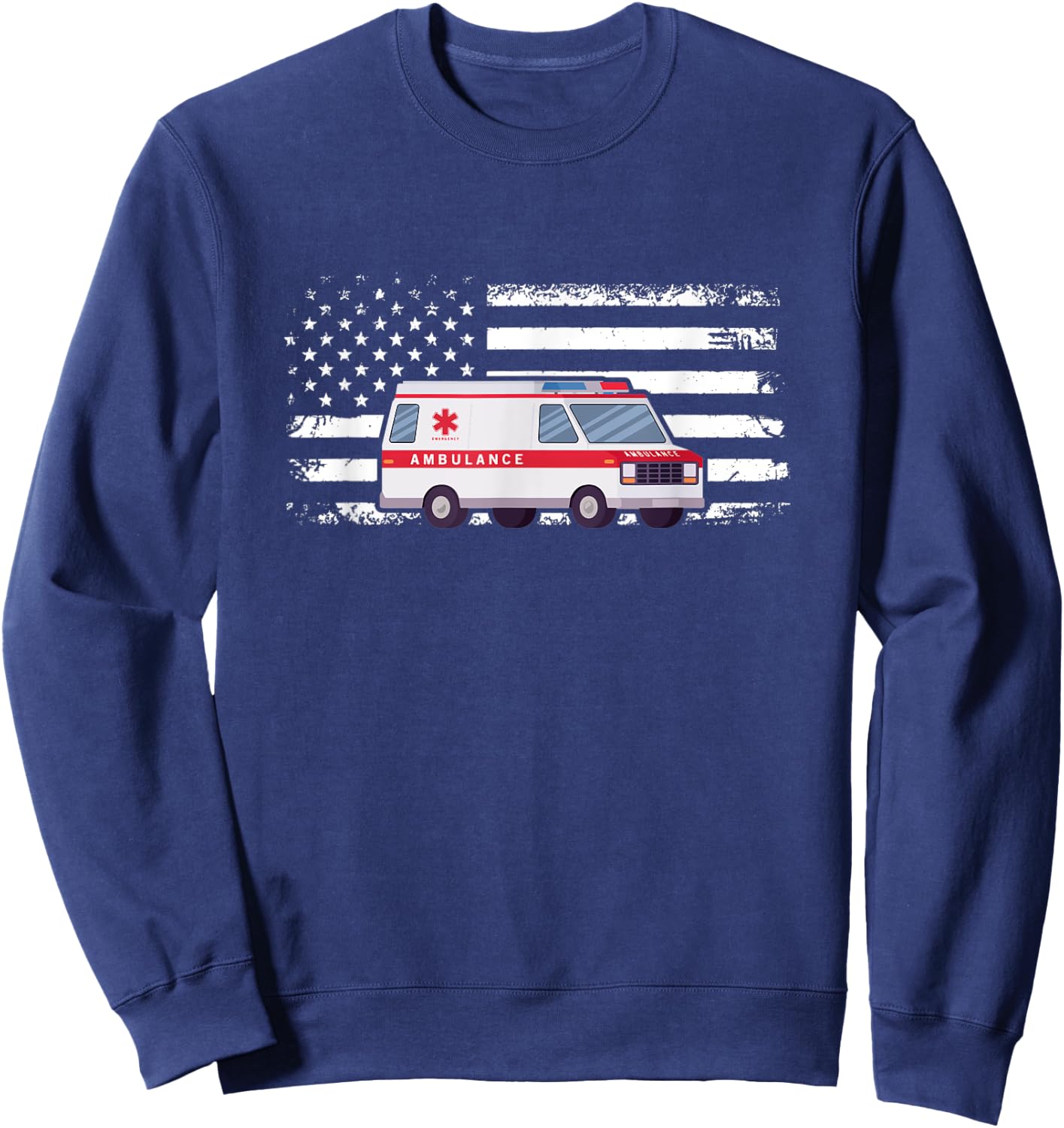 Ambulance Flag Ambulance Parademic EMT Sweatshirt - Sweatshirt | Navy