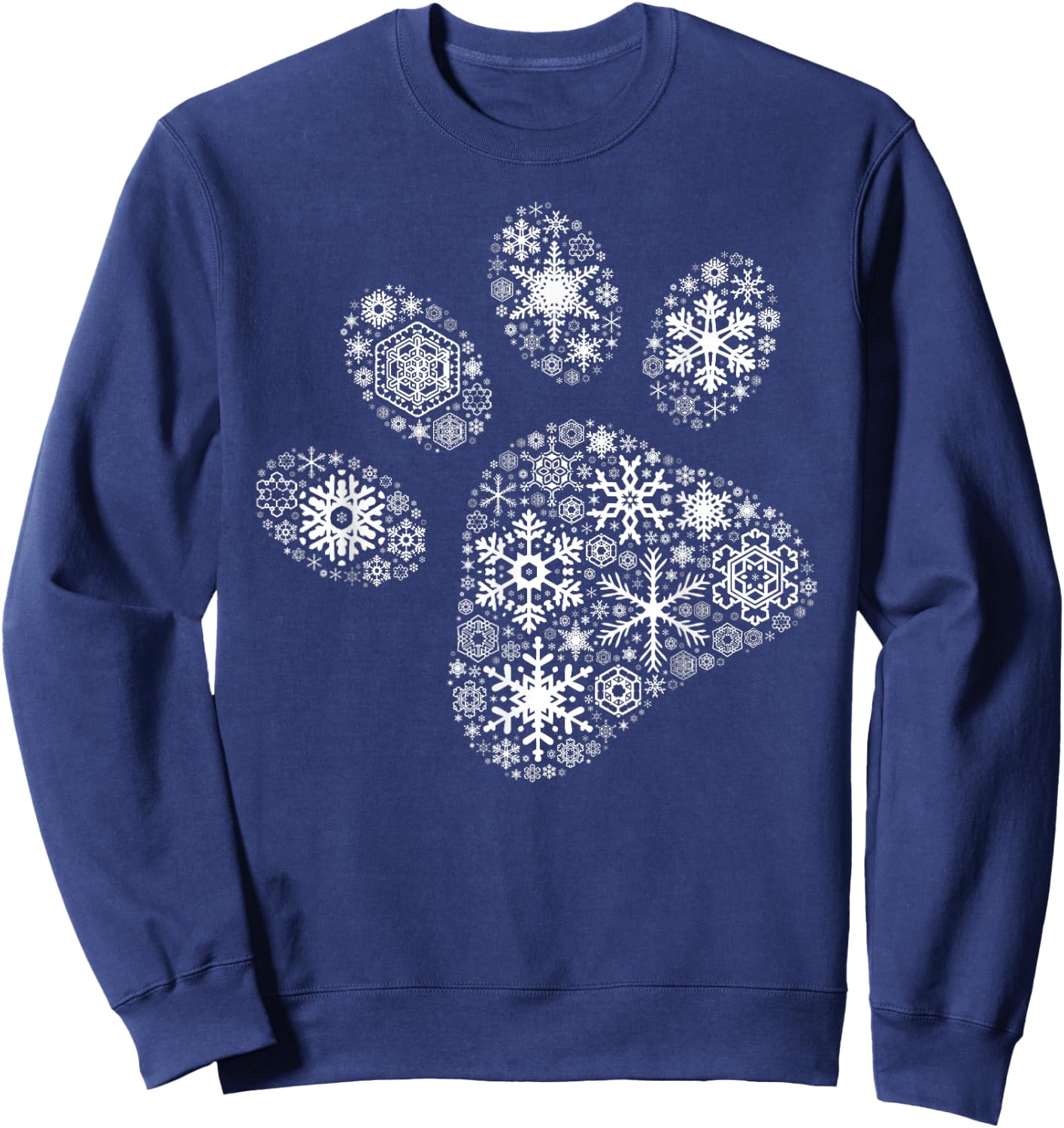 Xmas Costume Cute Animal Gifts Snowflake Puppy Merry Christmas Gifts - Dog Paw Print - Black, -Adults/Kids, Short Sleeve, Small, Classic Fit, Cotton 60% Polyester 40% Sweatshirt - Sweatshirt | Navy
