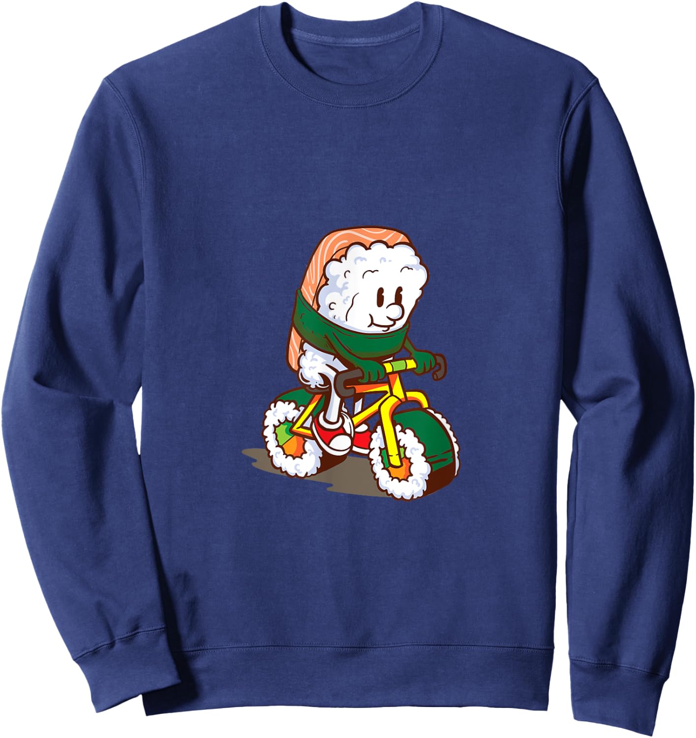 Cute Japanese Bicycle Sushi Salmon Asian Kitchen Food Sweatshirt - Sweatshirt | Navy
