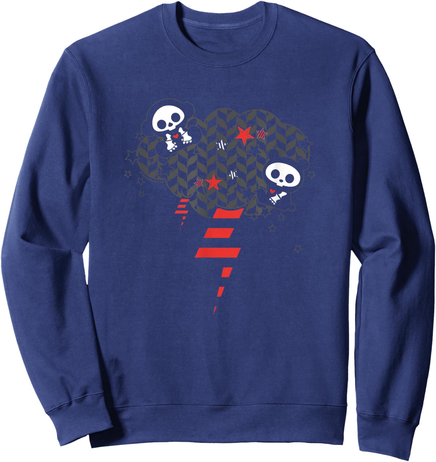 Skelanimals Panda Retro Rocker Striped Lightning Icons Sweatshirt - Sweatshirt | Navy