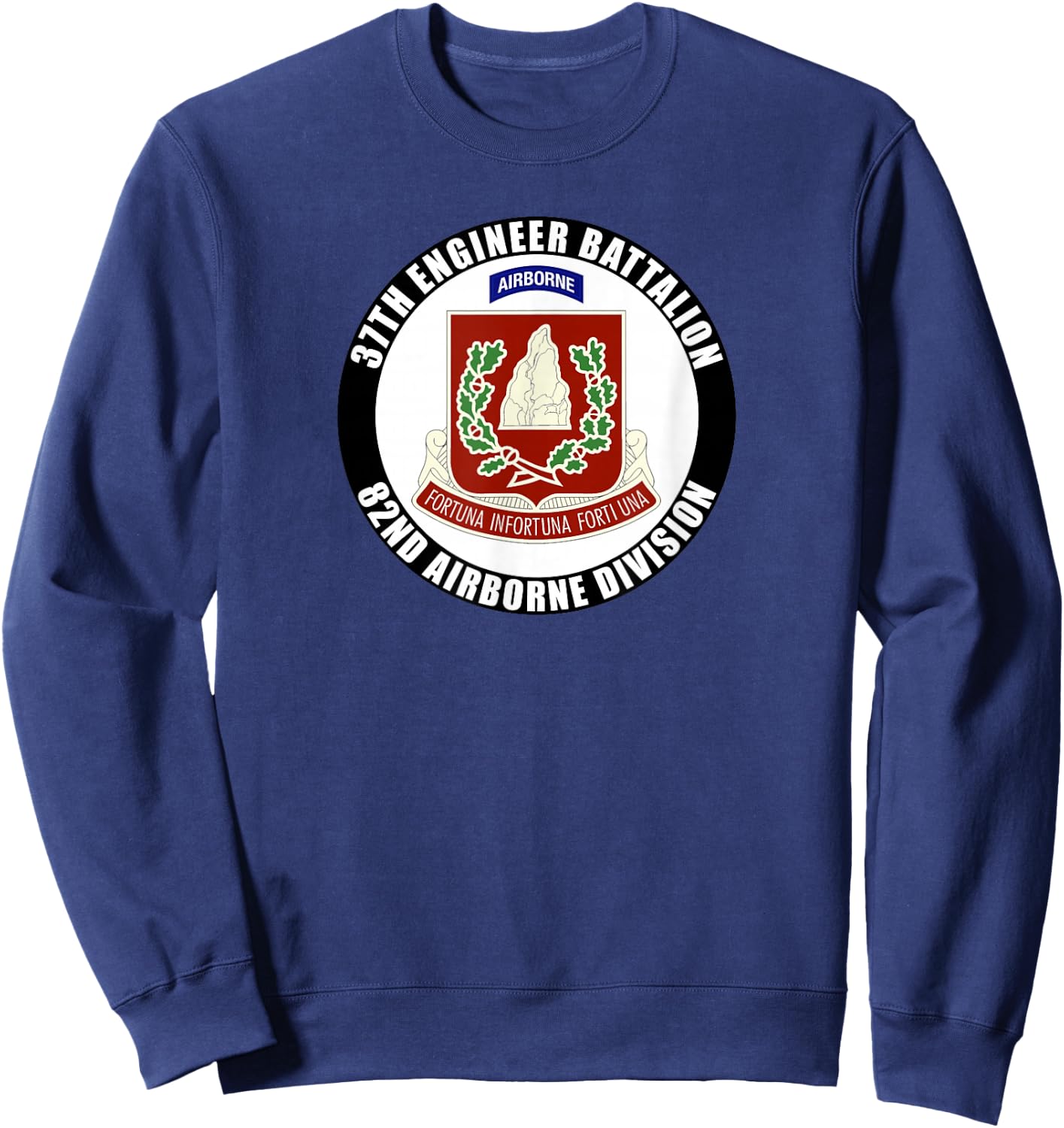 SoldierTees 37th Engineer Battalion 82nd Airborne Division Veteran Gift - -Adults, Black, Small, Short Sleeve, Classic Fit, Cotton 60% Polyester 40%, Military-Themed Sweatshirt - Sweatshirt | Navy