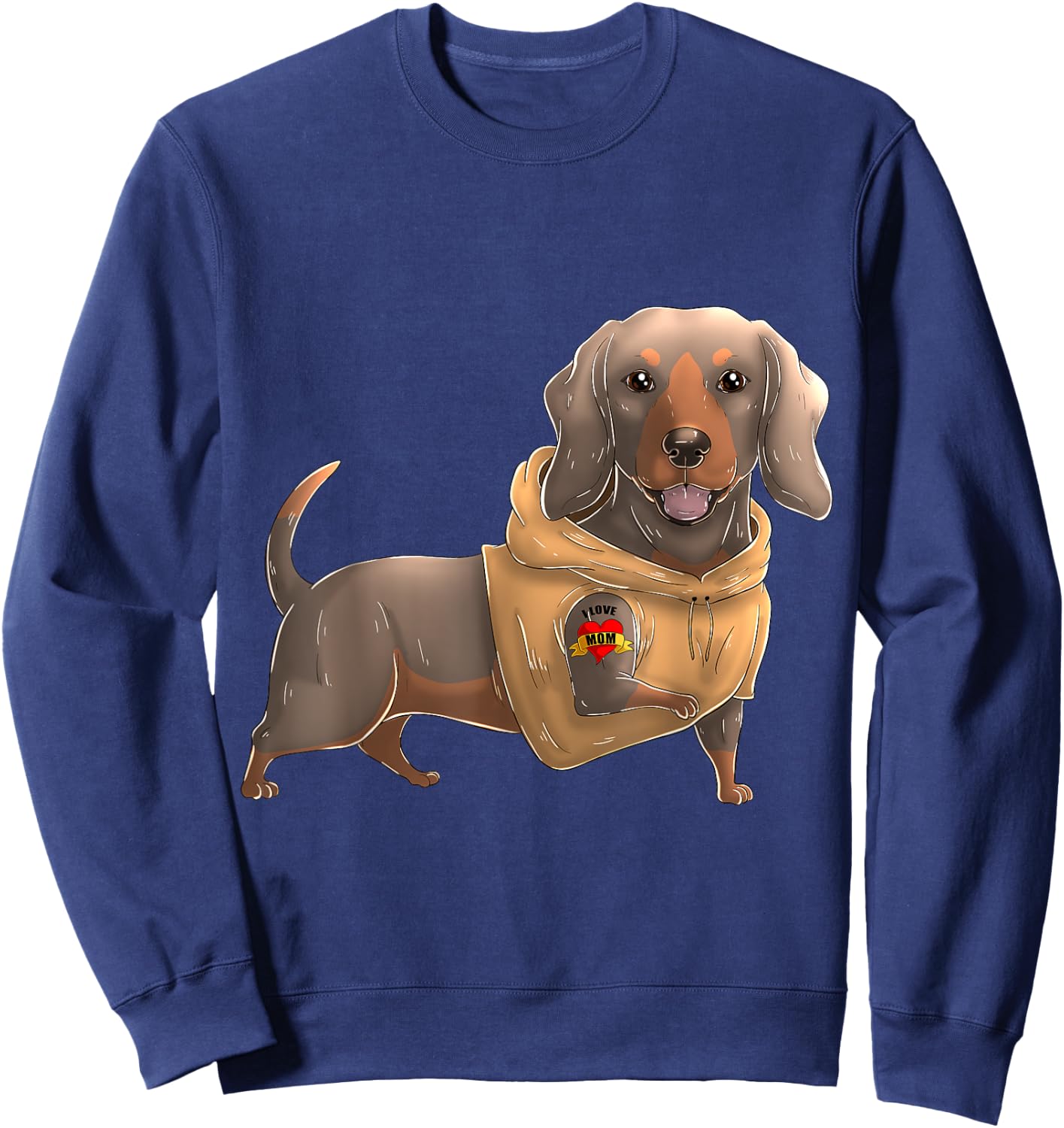 Dachshund I Love Mom Tattoo Dog Shirt Funny Mother's Day Sweatshirt - Sweatshirt | Navy