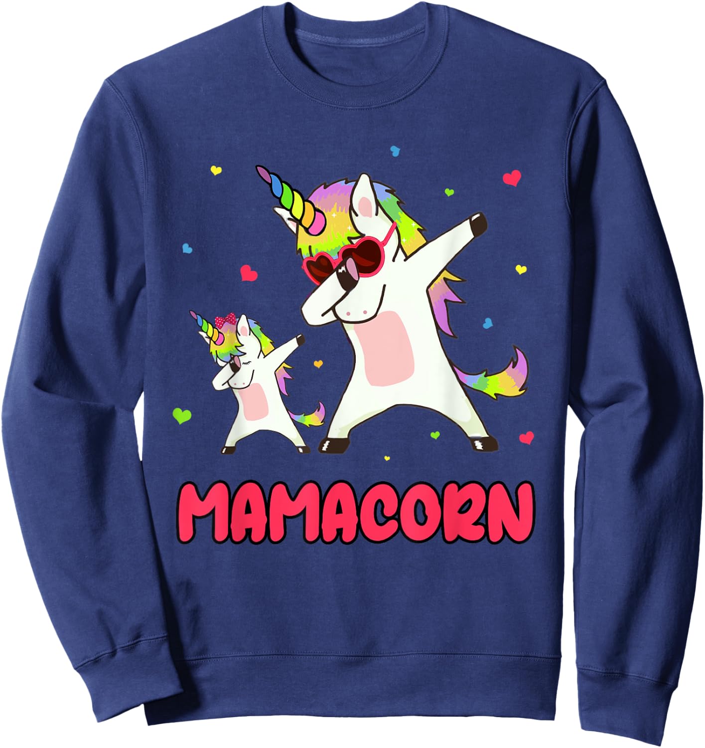 Mamacorn Dabbing Unicorn Mom Unicorn Girl Mommy Birthday Sweatshirt - Sweatshirt | Navy