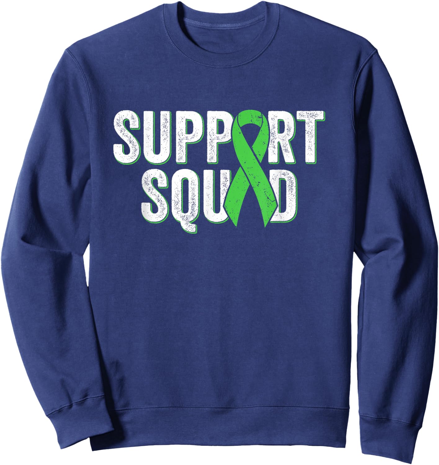 Non-Hodgkins Lymphoma Support Squad - Lime Green Awareness Sweatshirt - Sweatshirt | Navy