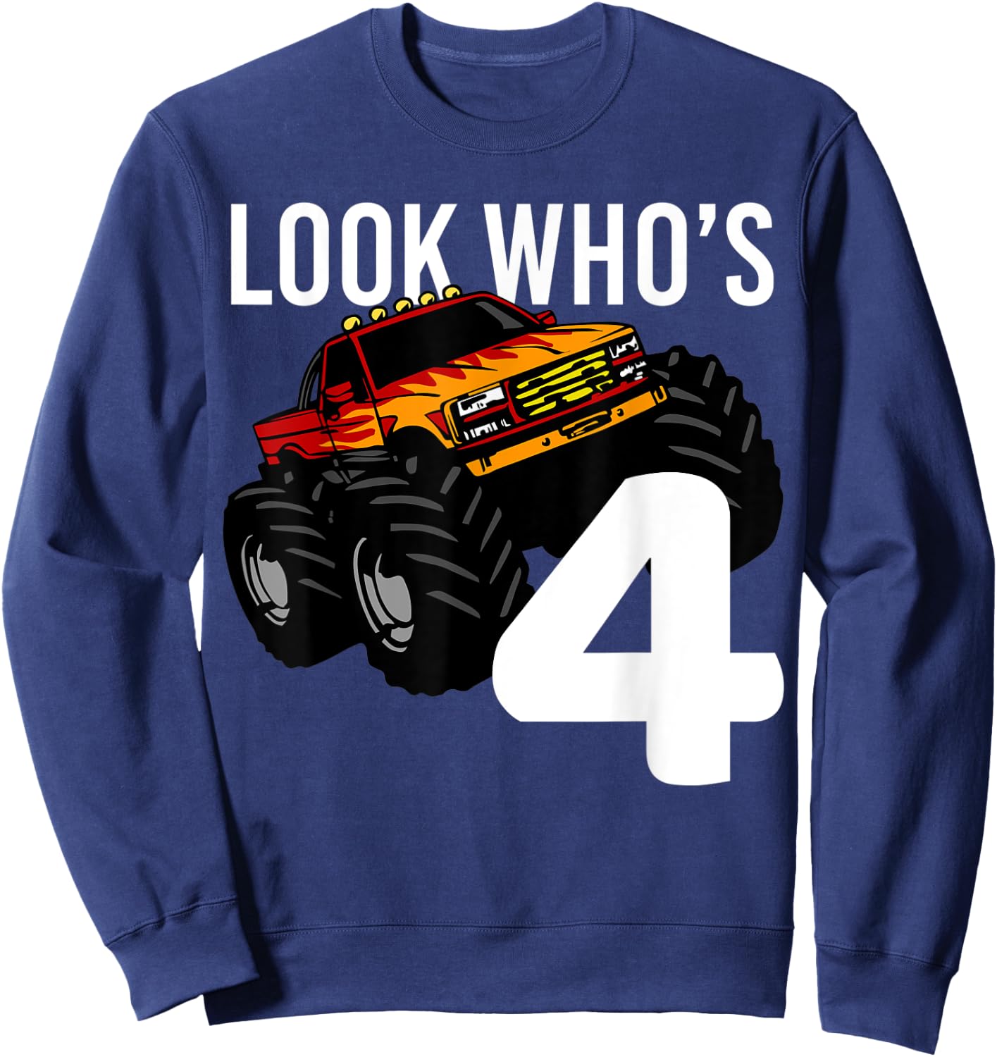 Monster Truck 4th Birthday for Boys | 4 year old Gift Sweatshirt - Sweatshirt | Navy