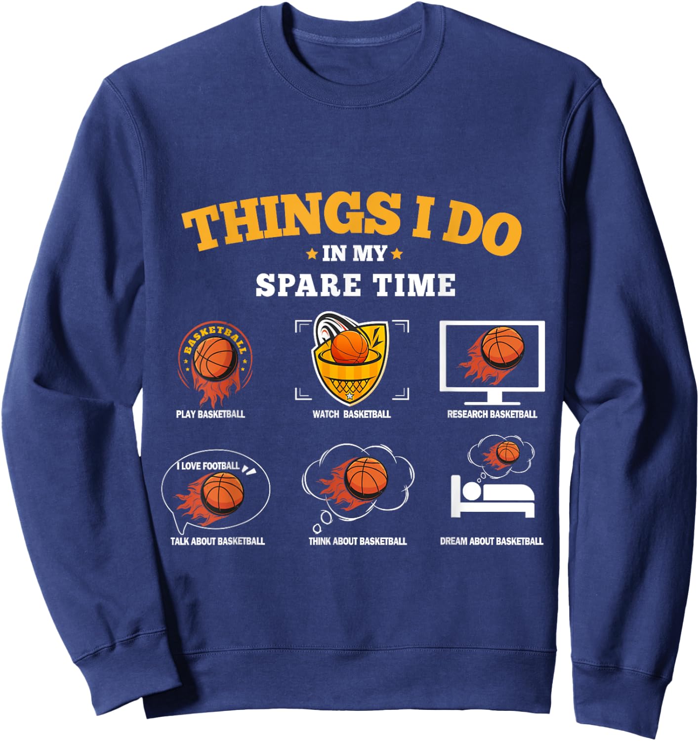 Things I Do In My Spare Time Basketball Design Boys Sweatshirt - Sweatshirt | Navy