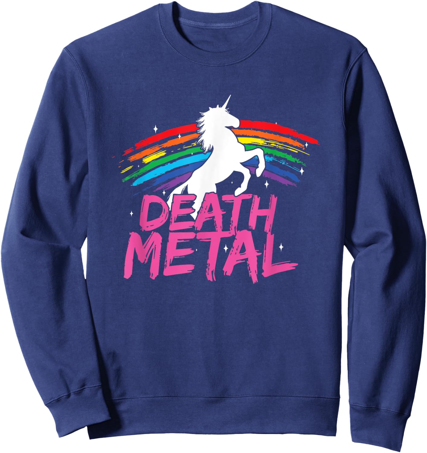 Unicorn Death Metal Rocker Metalhead Design Funny Hard Rock Sweatshirt - Sweatshirt | Navy