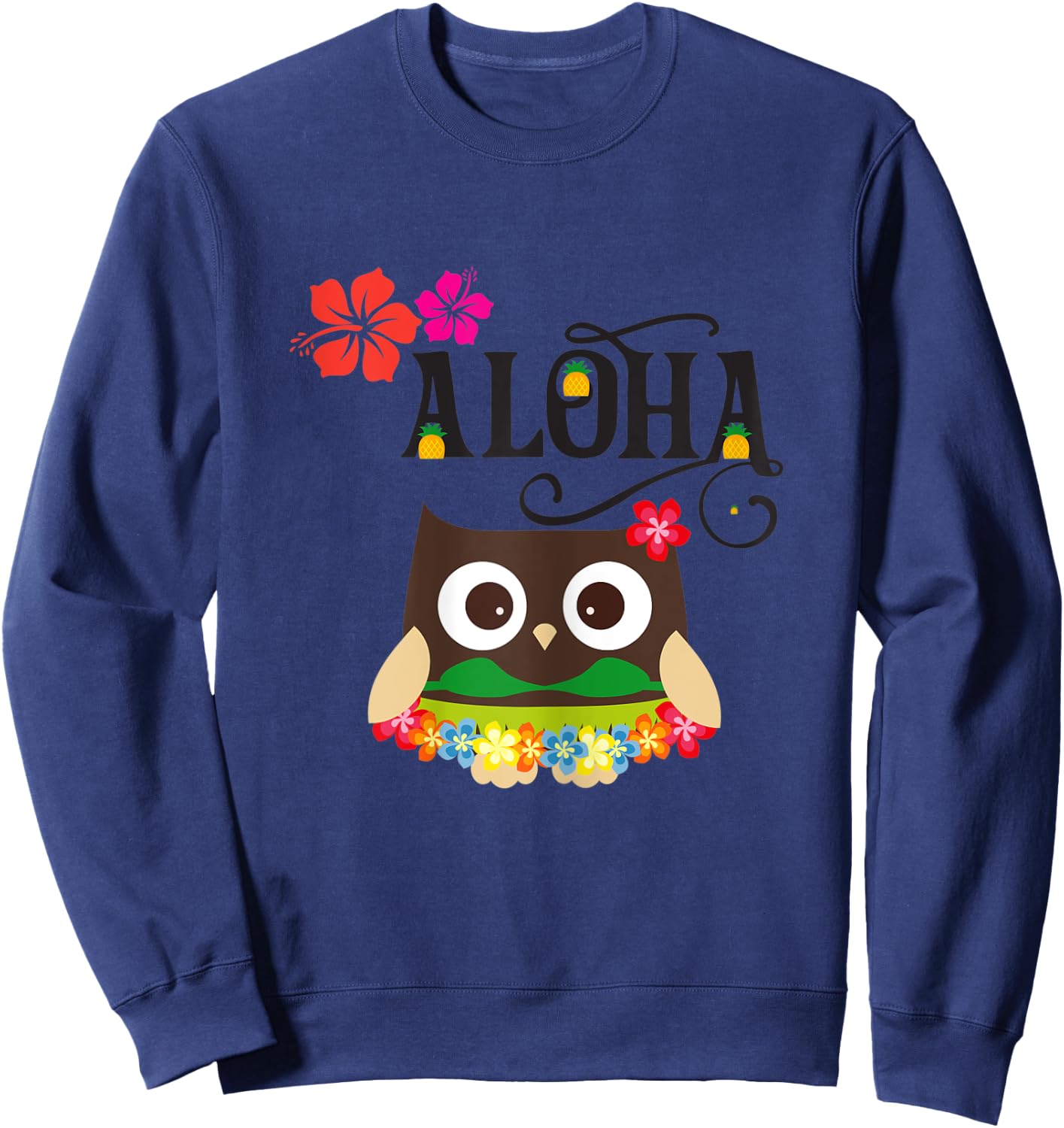 Cute Tropical Hawaiian Owl Luau Gifts Sweatshirt - Sweatshirt | Navy