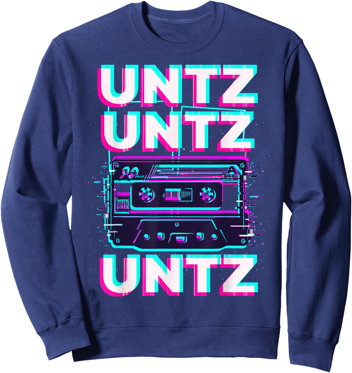 Aesthetic Synthwave Glitch Cassette Rave Festival Minimal Sweatshirt - Sweatshirt | Navy