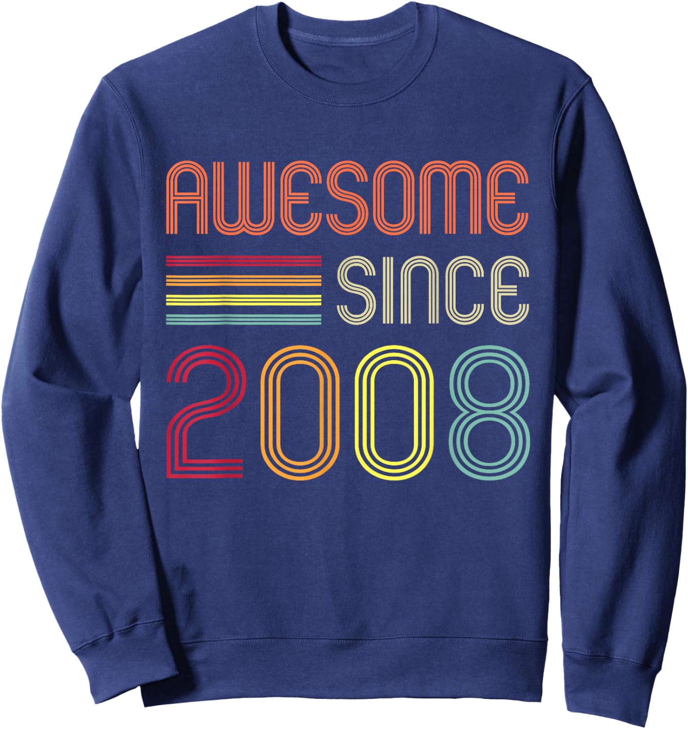 Awesome Since 2008 14th Birthday Retro Short Sleeve Sweatshirt - Sweatshirt | Navy