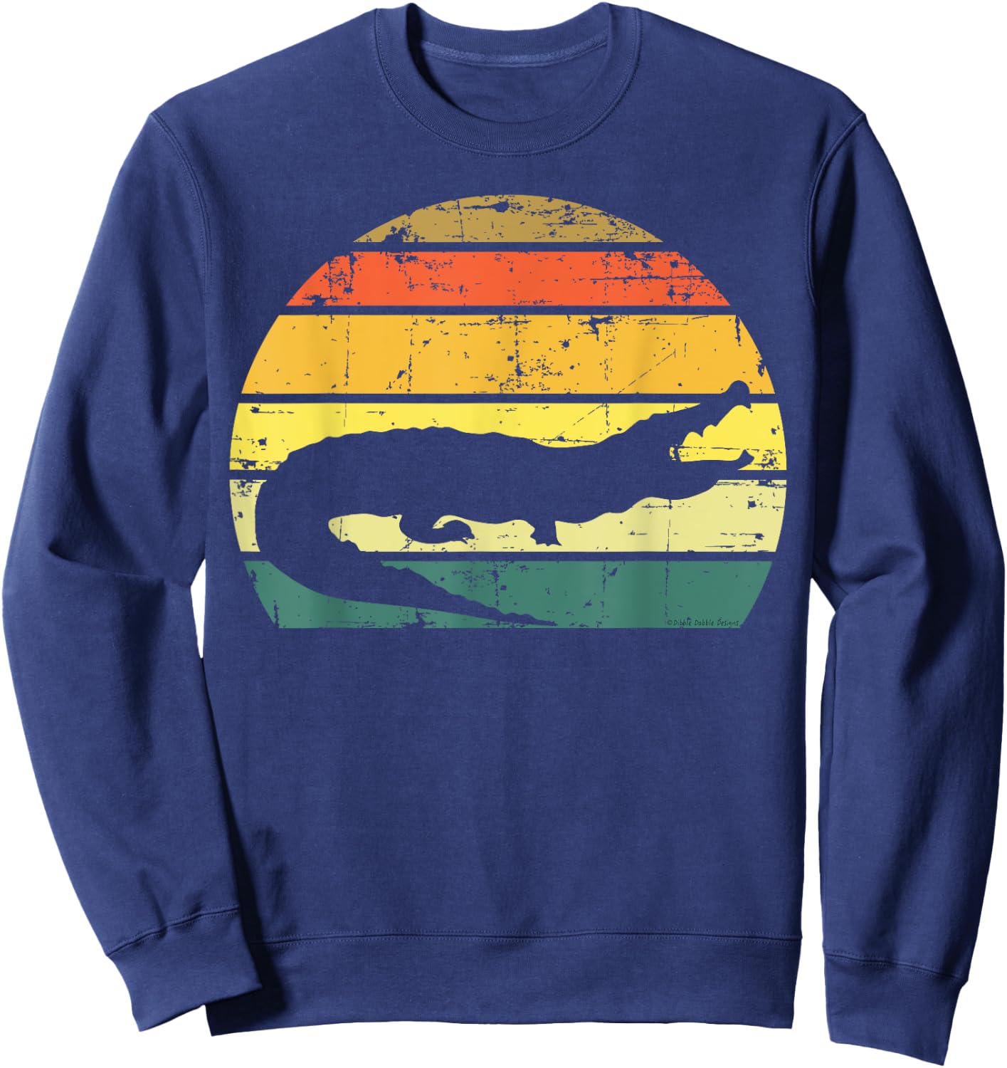 Retro Sunset Grunge Alligator Everglades Design Sweatshirt - Sweatshirt | Navy