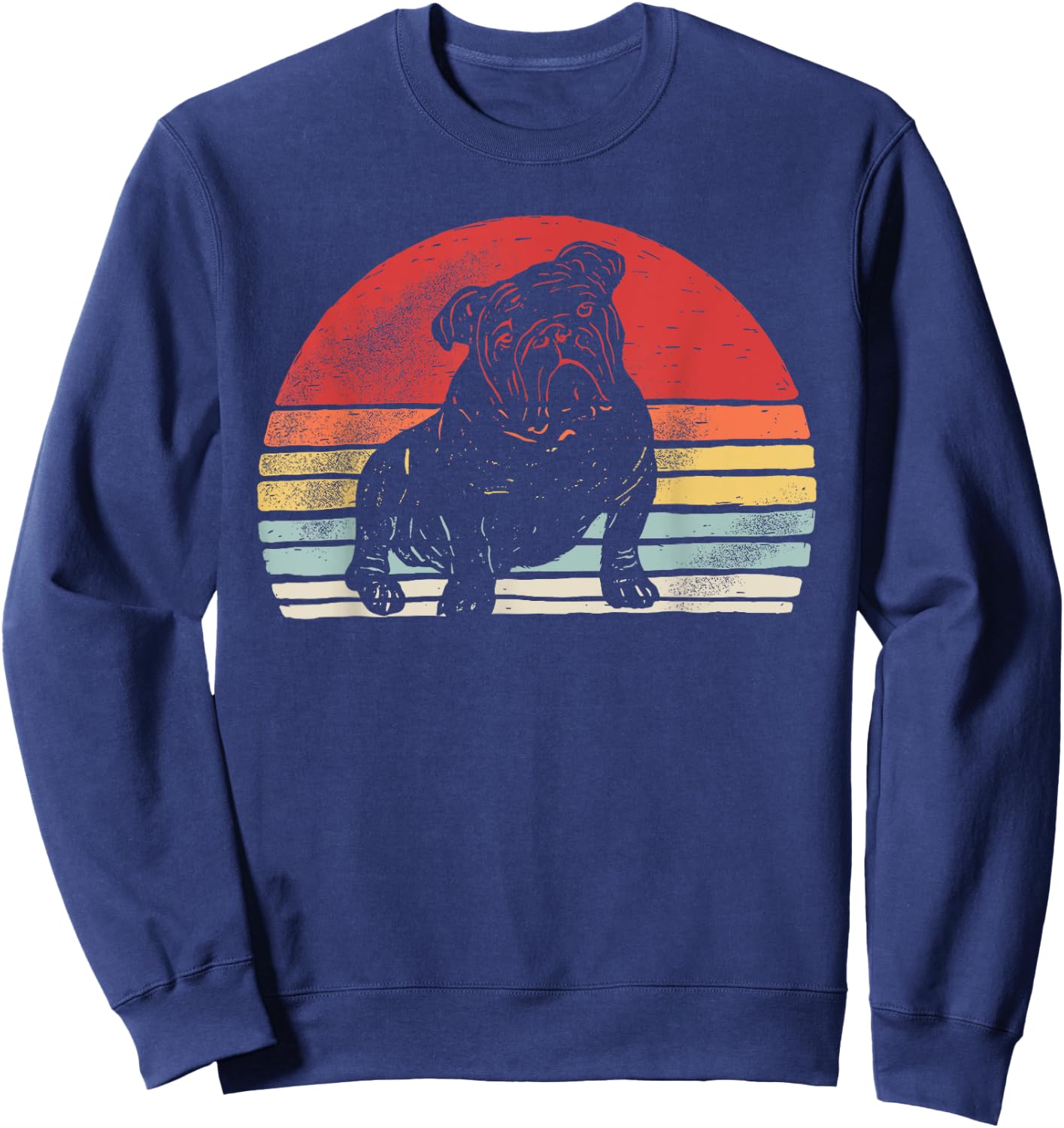 Vintage Retro Bulldog Dog Breed Men Women Kids Sweatshirt - Sweatshirt | Navy