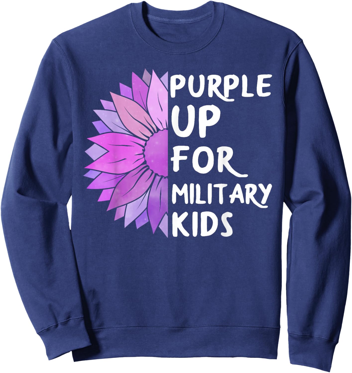 Purple Up Military Child Sunflower Military Brats Month Sweatshirt - Sweatshirt | Navy