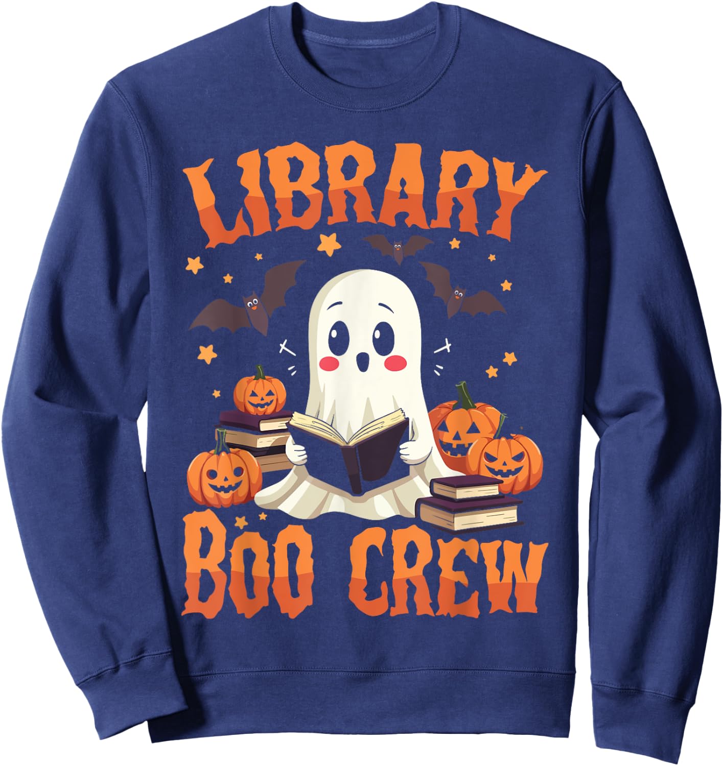 Library Boo Crew - Librarian Halloween Library Worker Team Sweatshirt - Sweatshirt | Navy