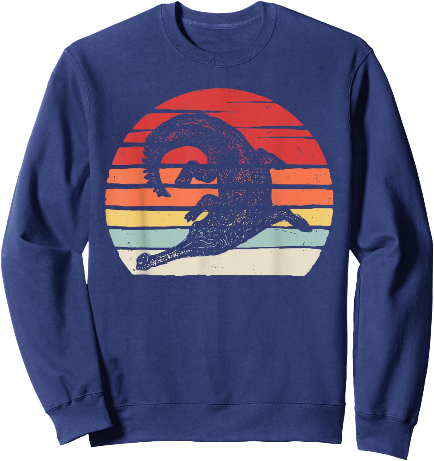 Catch Some Rays Vintage Retro Gharial Gavial Fish-Eating Crocodile Sweatshirt - Sweatshirt | Navy