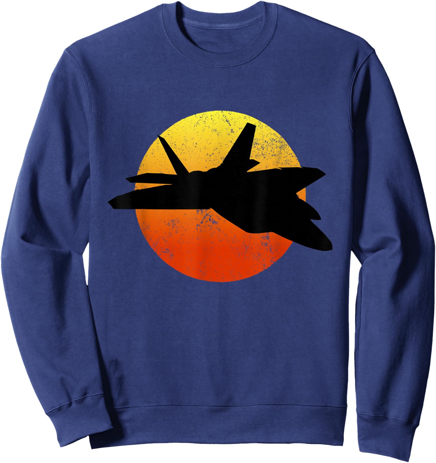 F-22 Raptor Silhouette Retro Sunset Military Jet Flying F22 Sweatshirt - Sweatshirt | Navy