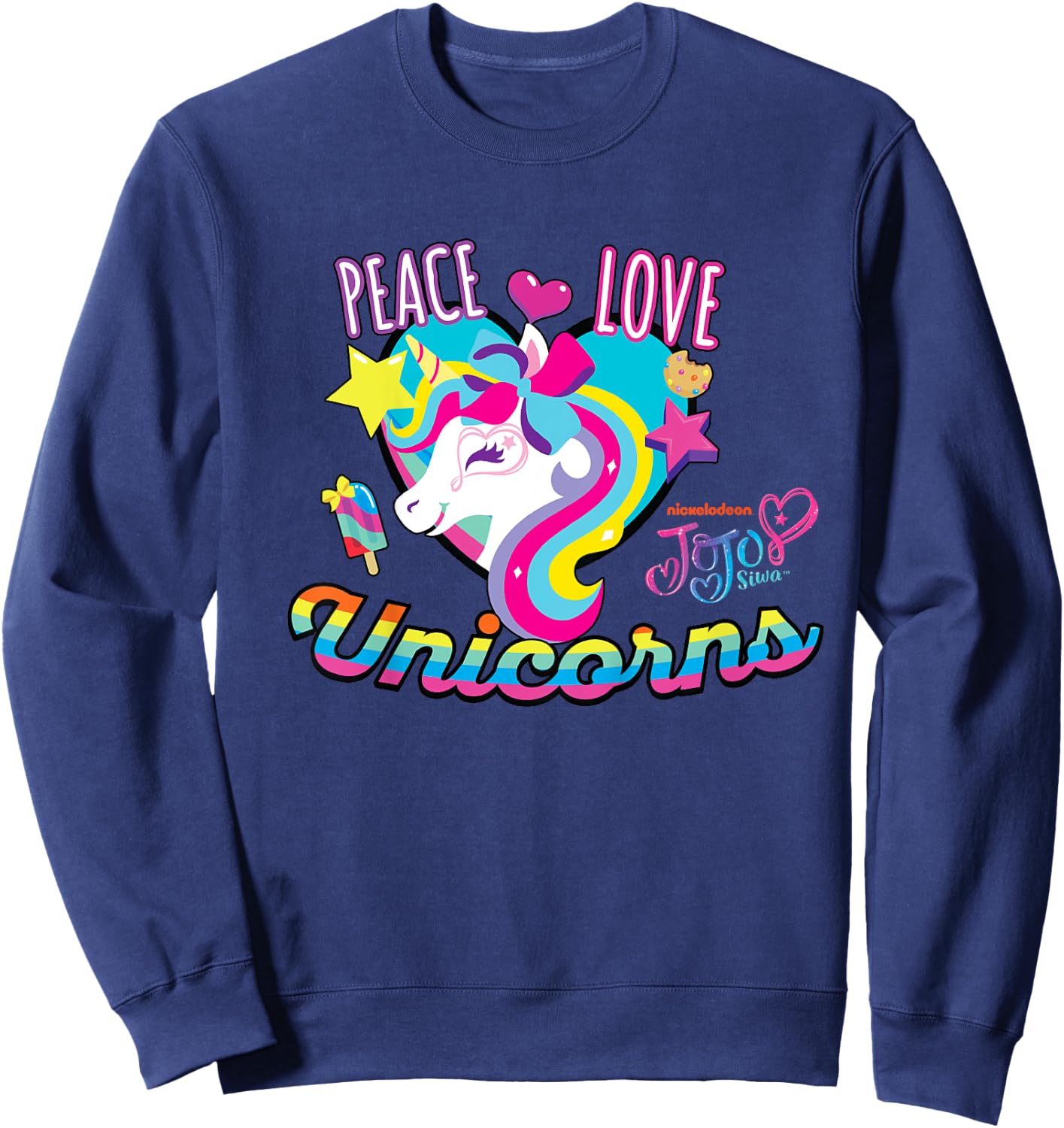 JoJo Siwa Peace Love And Unicorns Sweatshirt - Sweatshirt | Navy